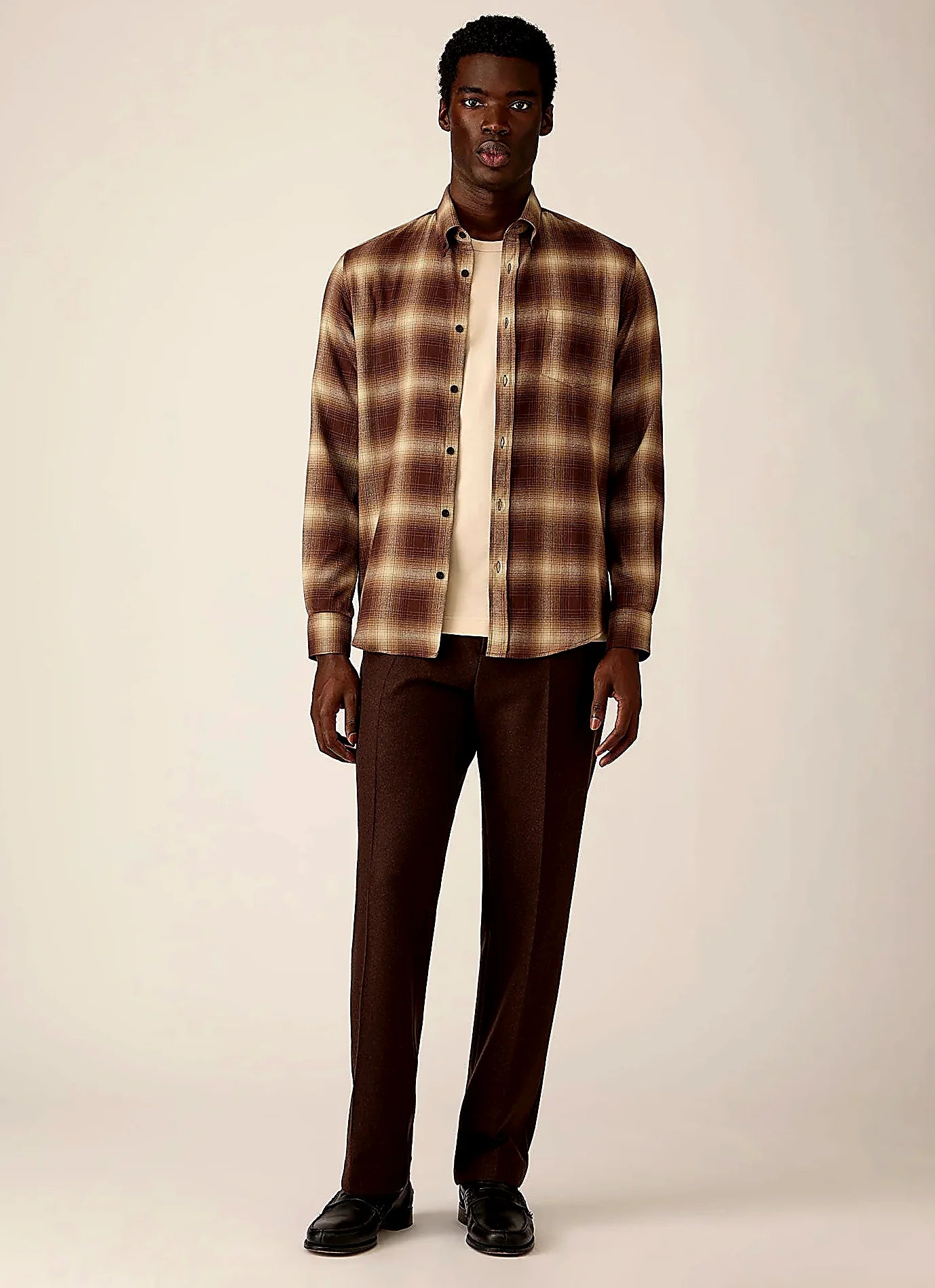 Chestnut flannel shirt in brushed cotton flannel, everyday wear