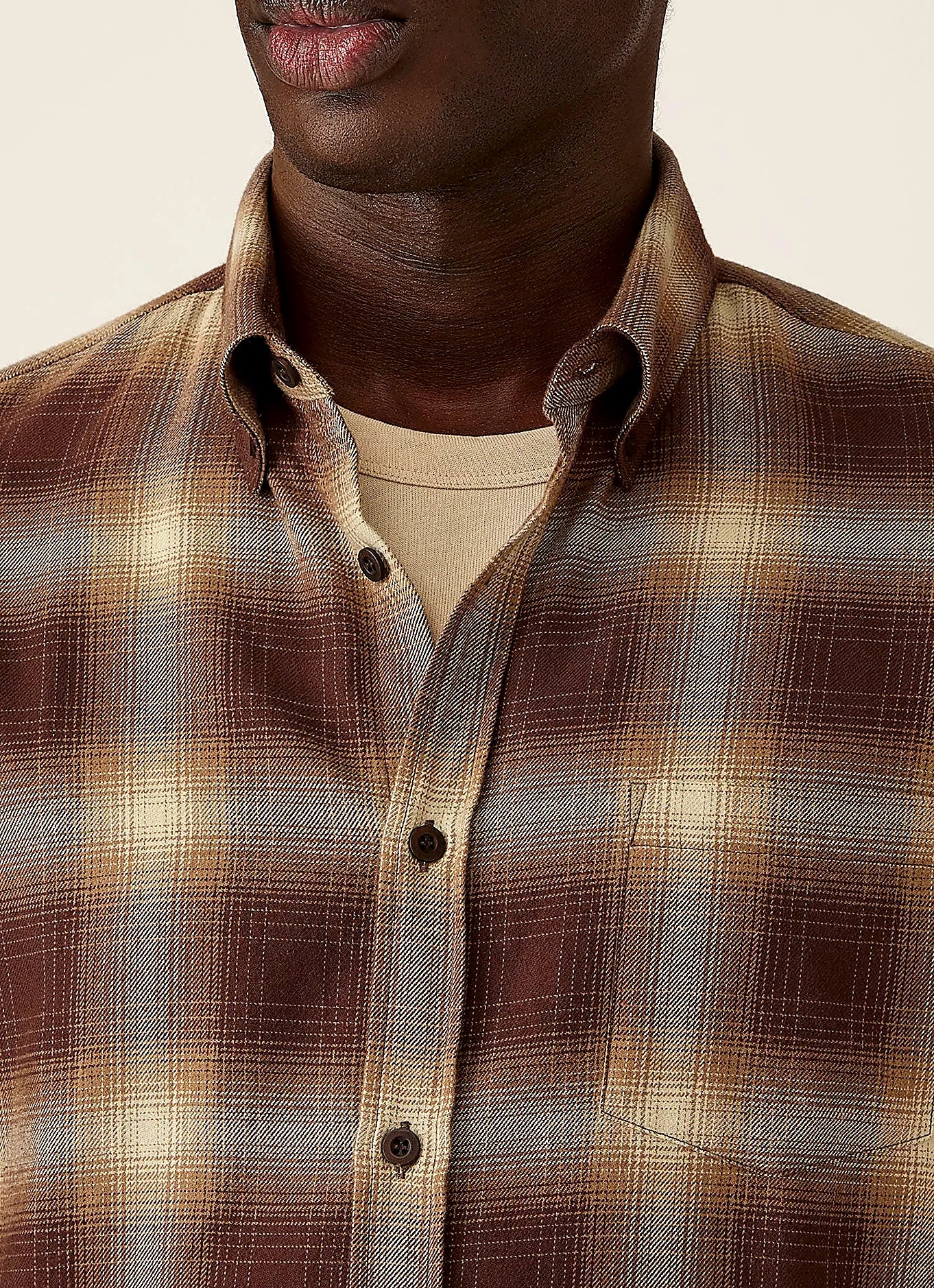 Chestnut flannel shirt for men, brushed cotton flannel