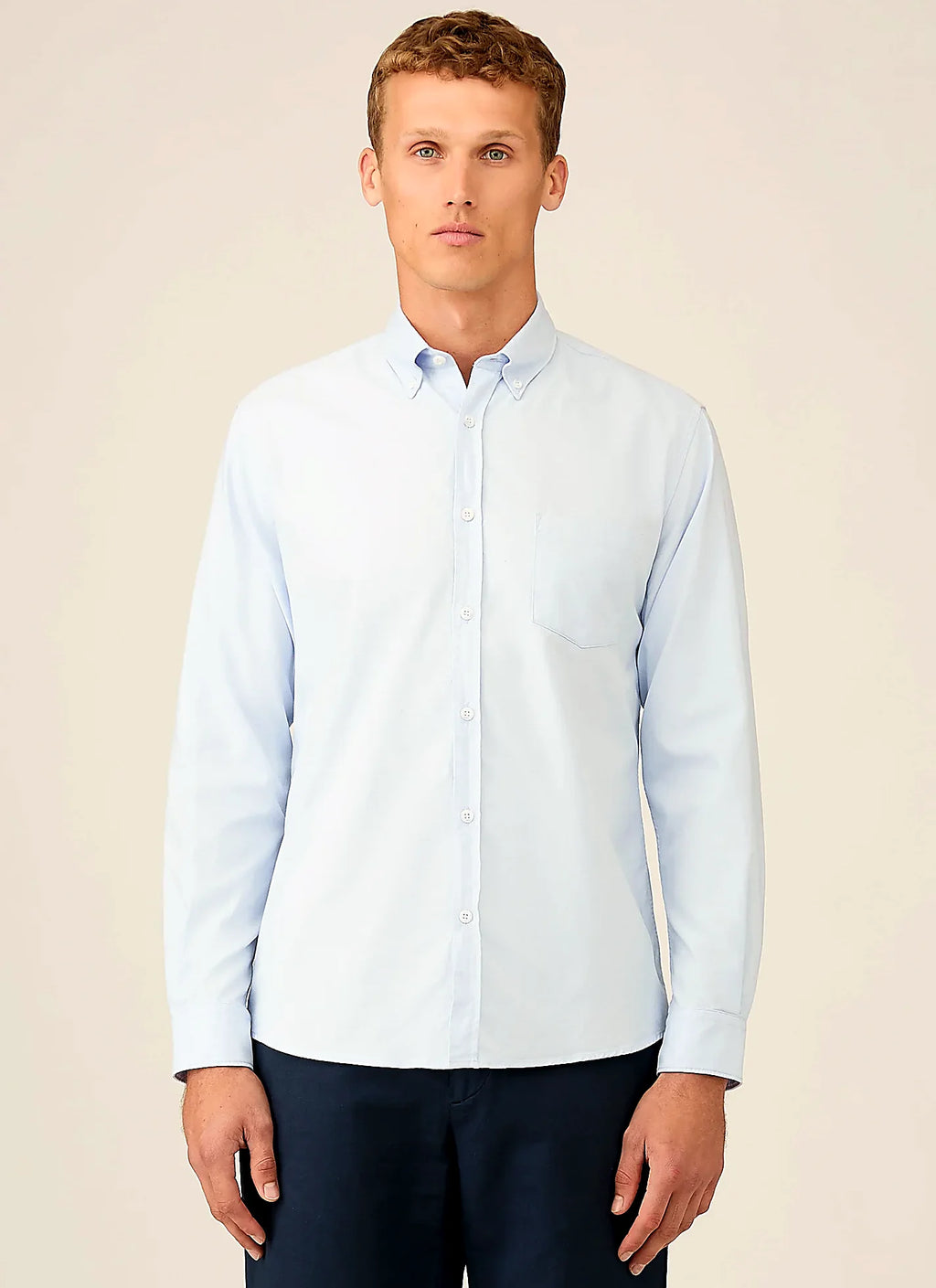 Light Blue cotton Oxford shirt for men