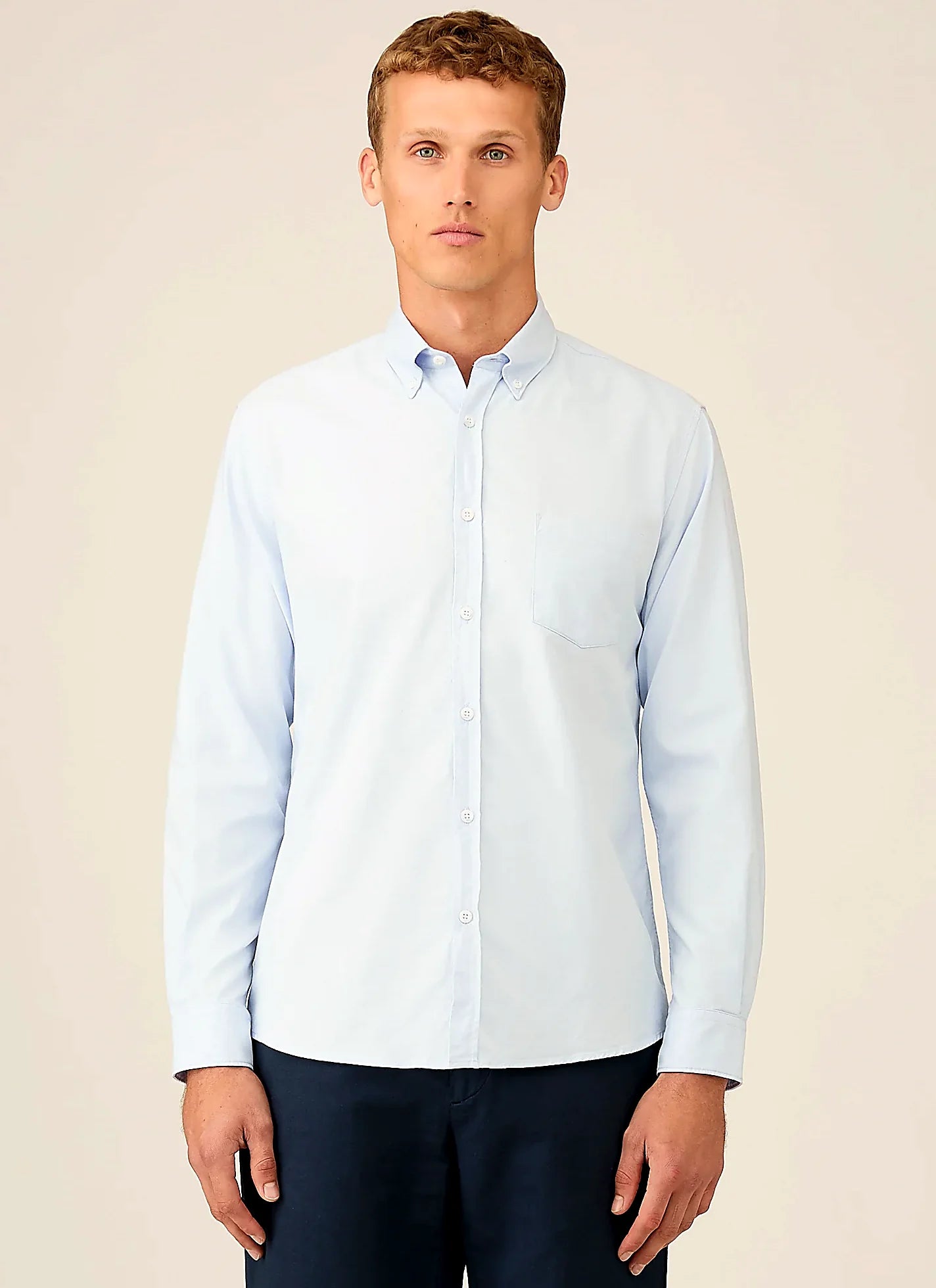Light Blue cotton Oxford shirt for men