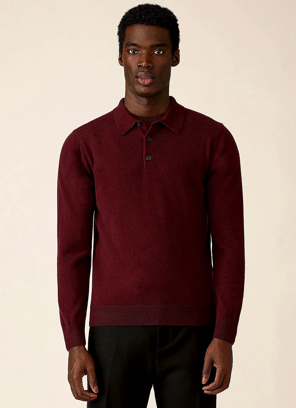 Bakelite cashmere knitted polo shirt for men