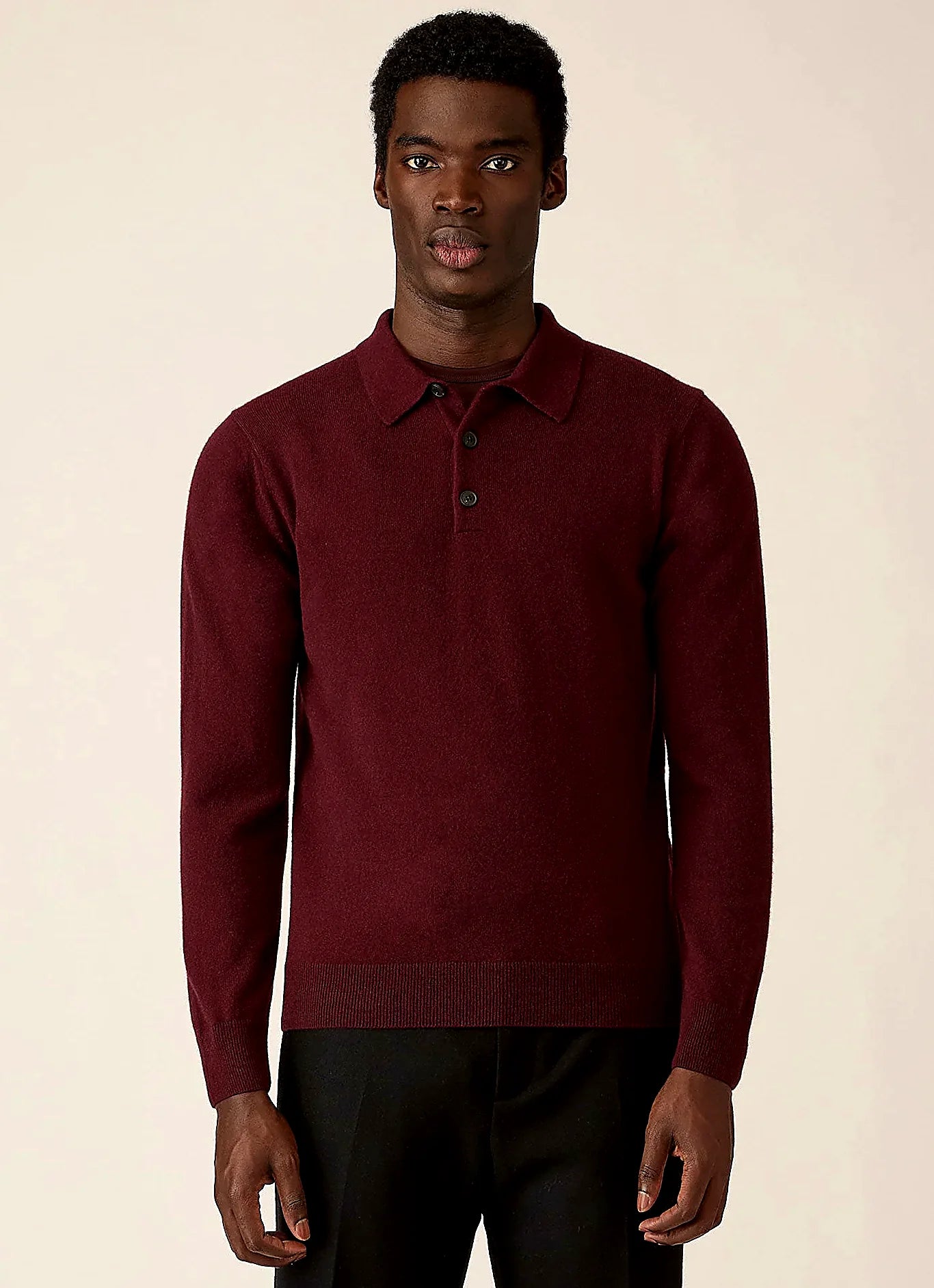 Bakelite cashmere knitted polo shirt for men