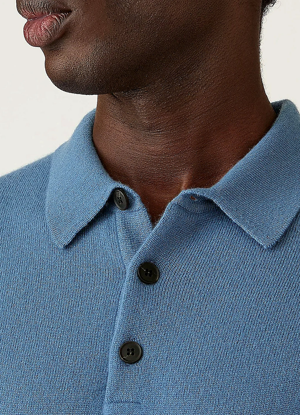 Powder Blue knitted polo shirt for men, cashmere
