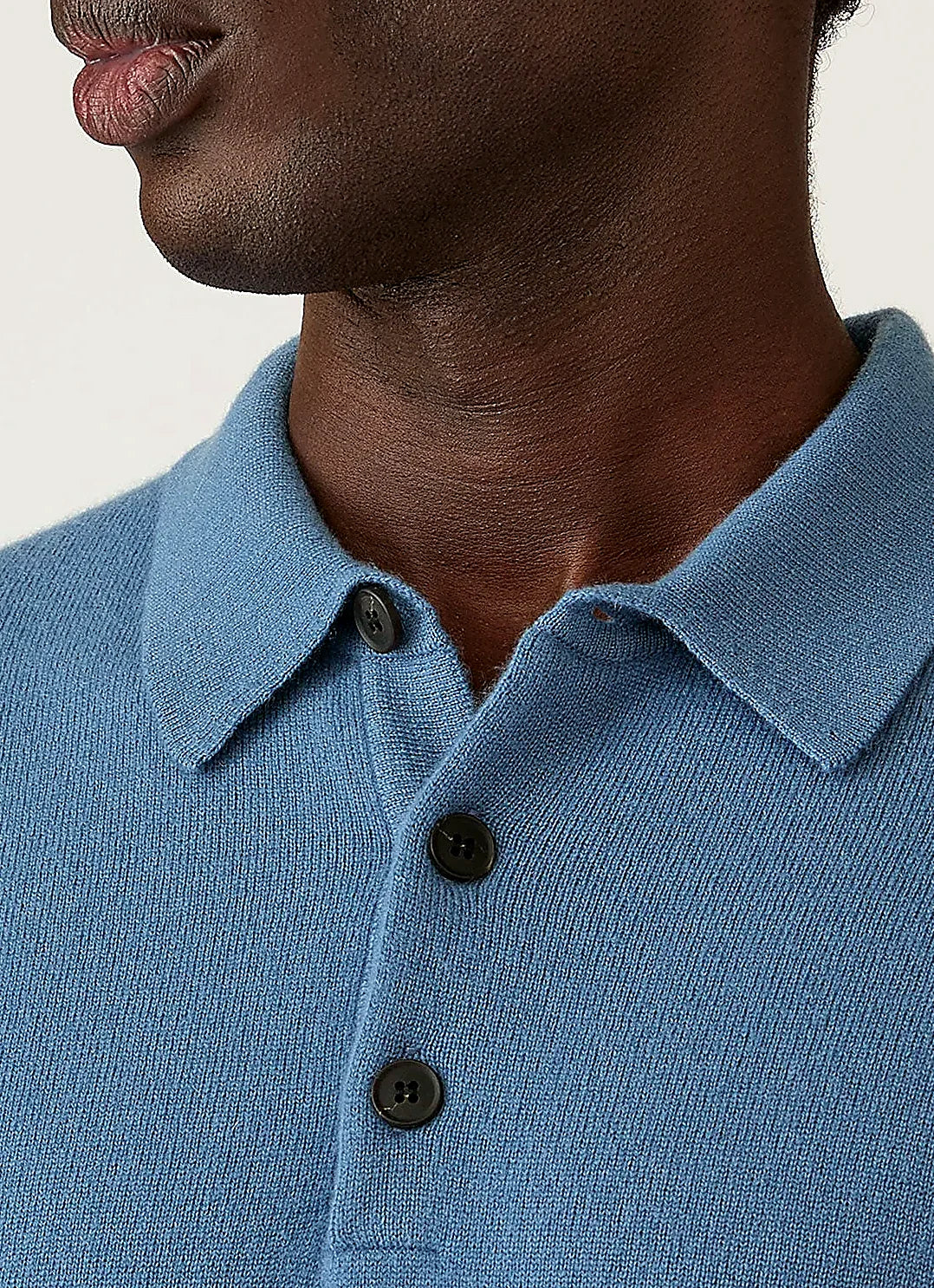 Powder Blue knitted polo shirt for men, cashmere