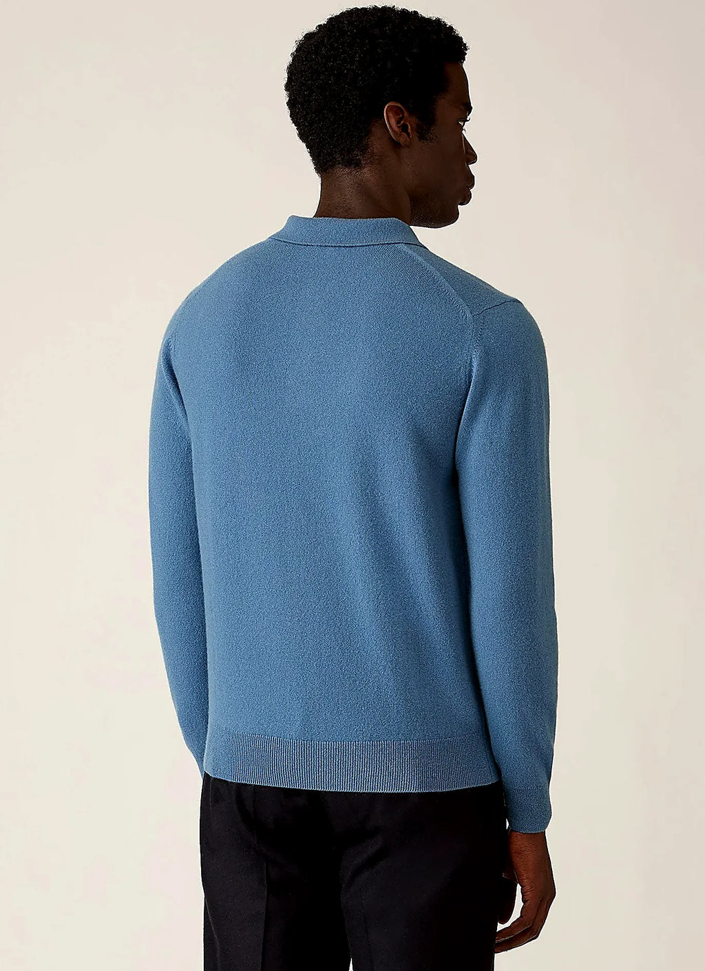 Men's cashmere knitted polo shirt in Powder Blue