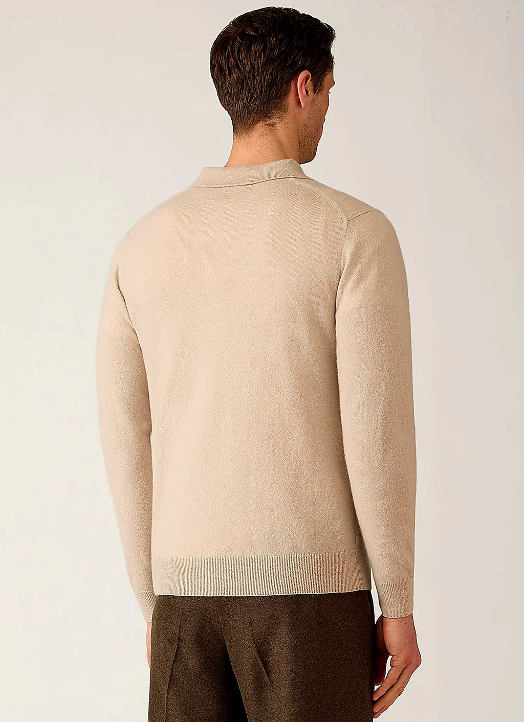 Men's cashmere knitted polo shirt in Swansdown