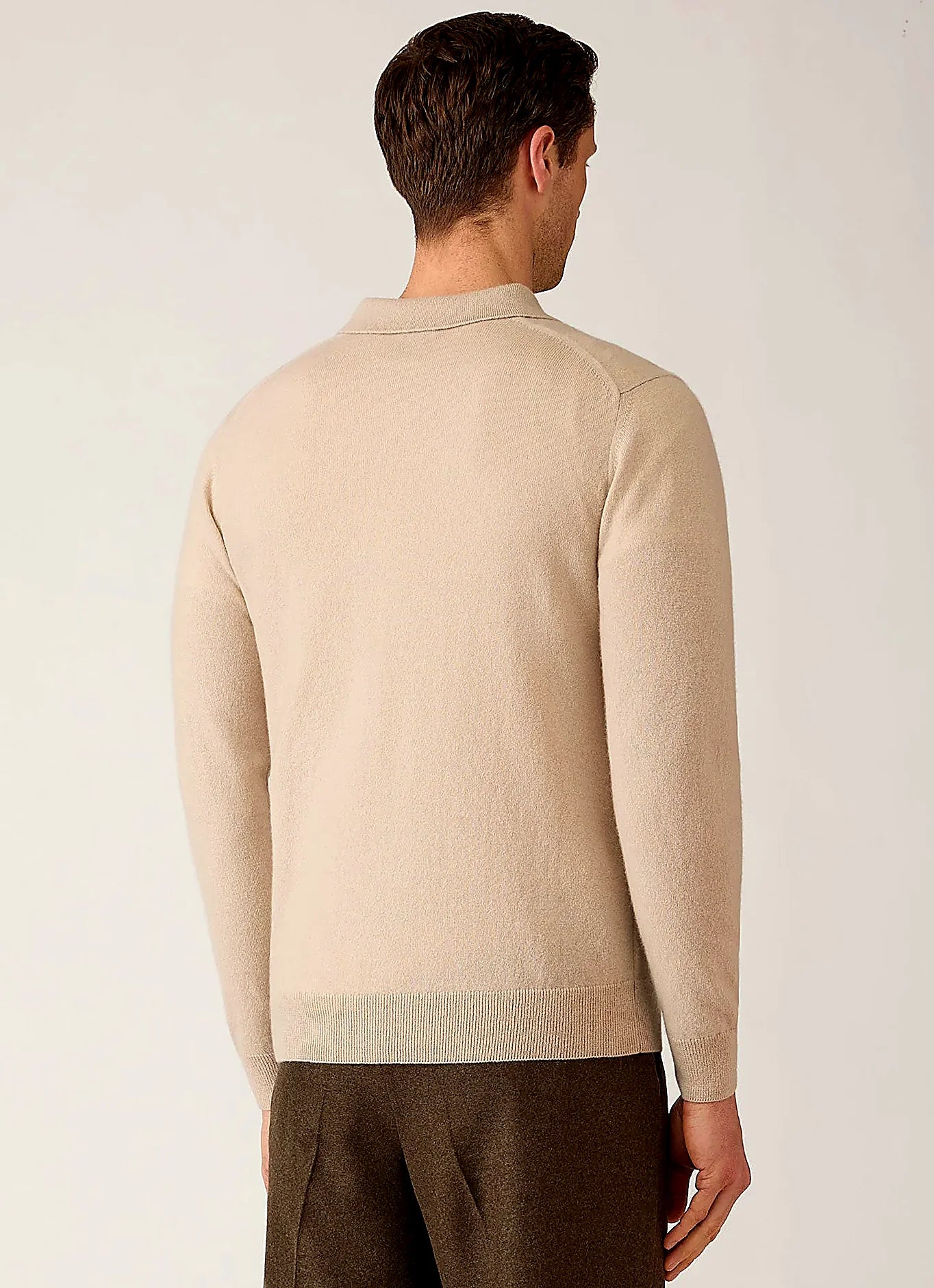 Men's cashmere knitted polo shirt in Swansdown