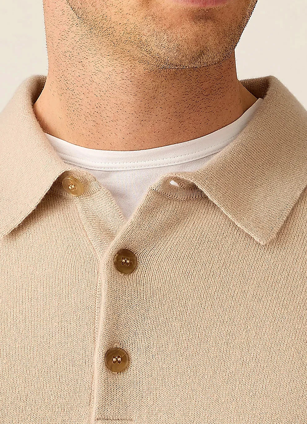Swansdown knitted polo shirt for men, cashmere