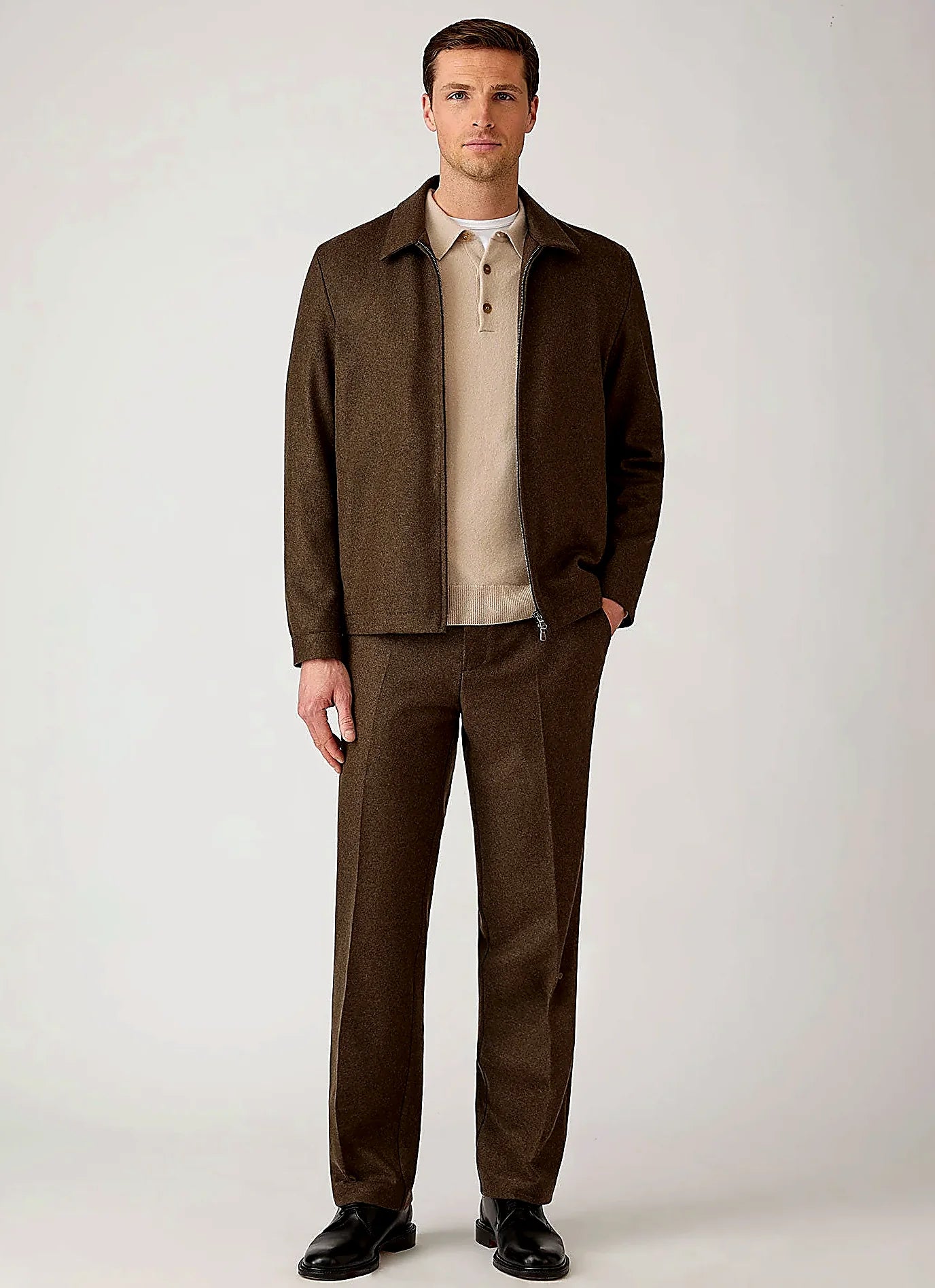 Swansdown knitted polo shirt in cashmere, everyday wear