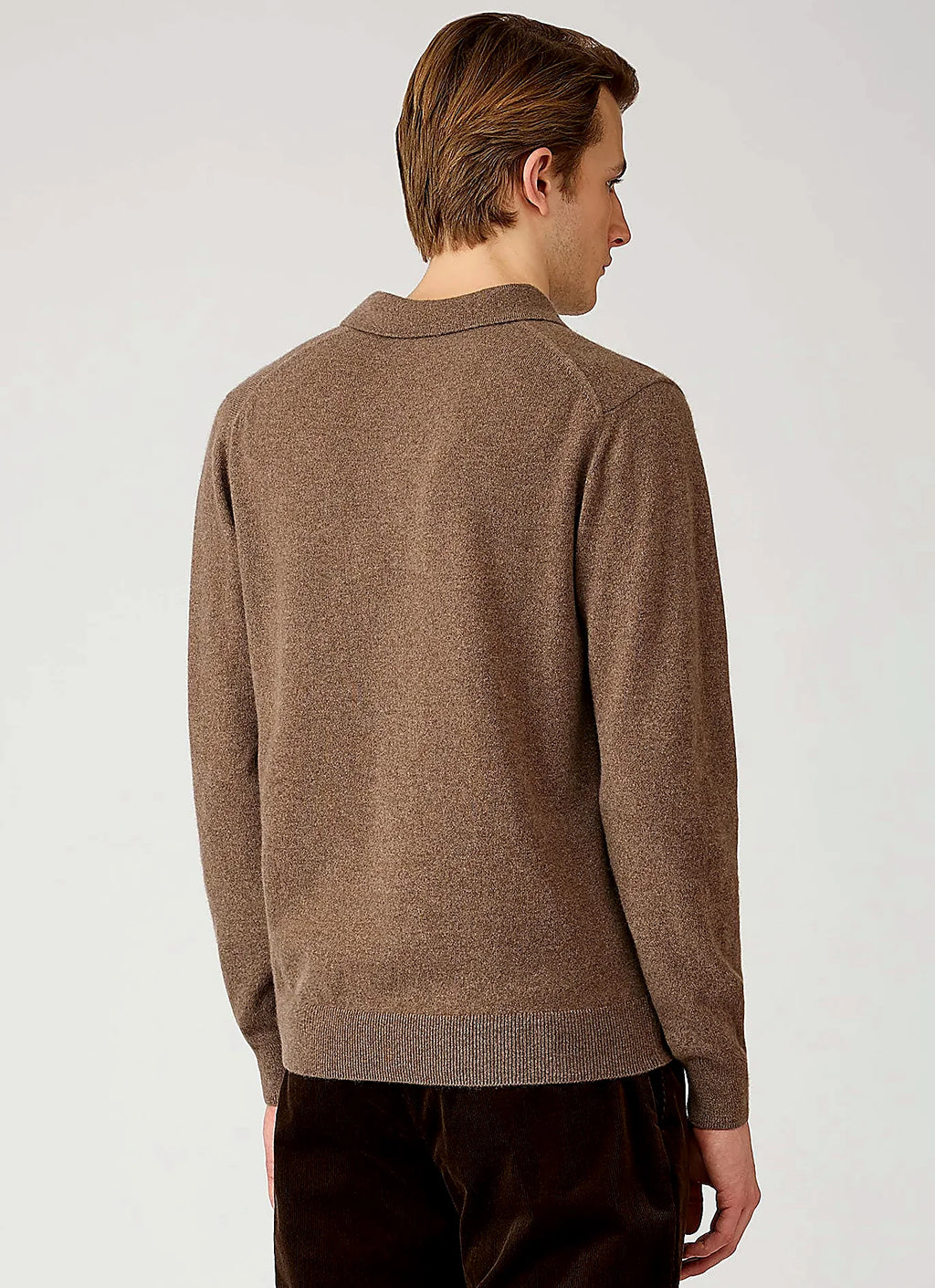 Men's cashmere knitted polo shirt in Taupe