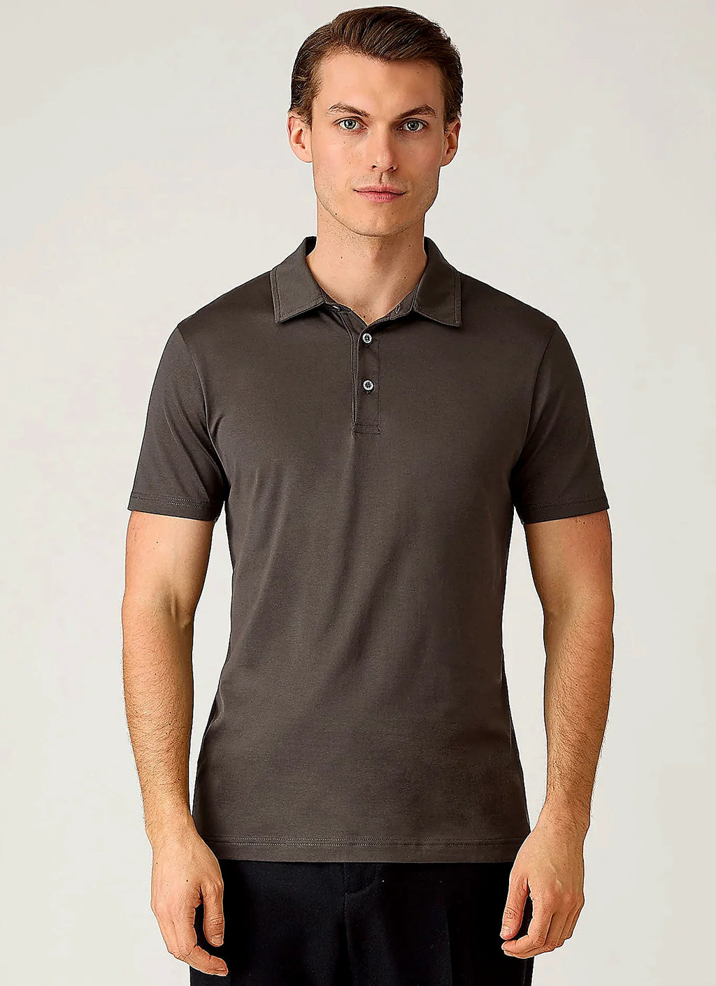 Anthracite supima cotton jersey polo shirt for men