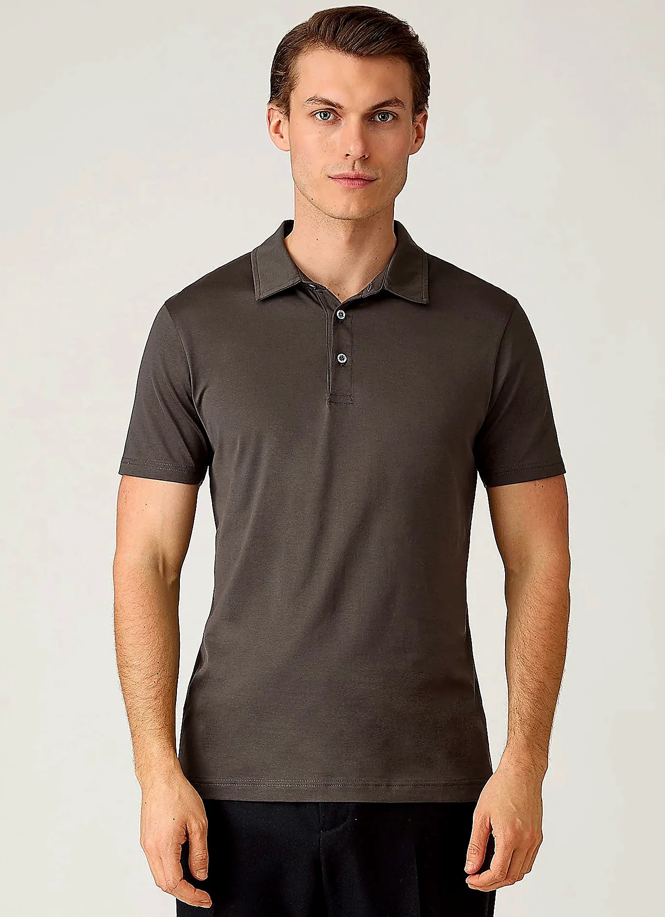 Anthracite supima cotton jersey polo shirt for men