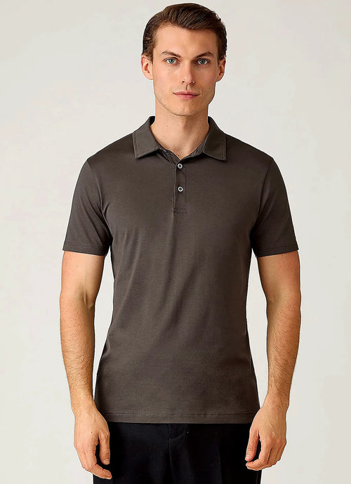 Anthracite supima cotton jersey polo shirt for men