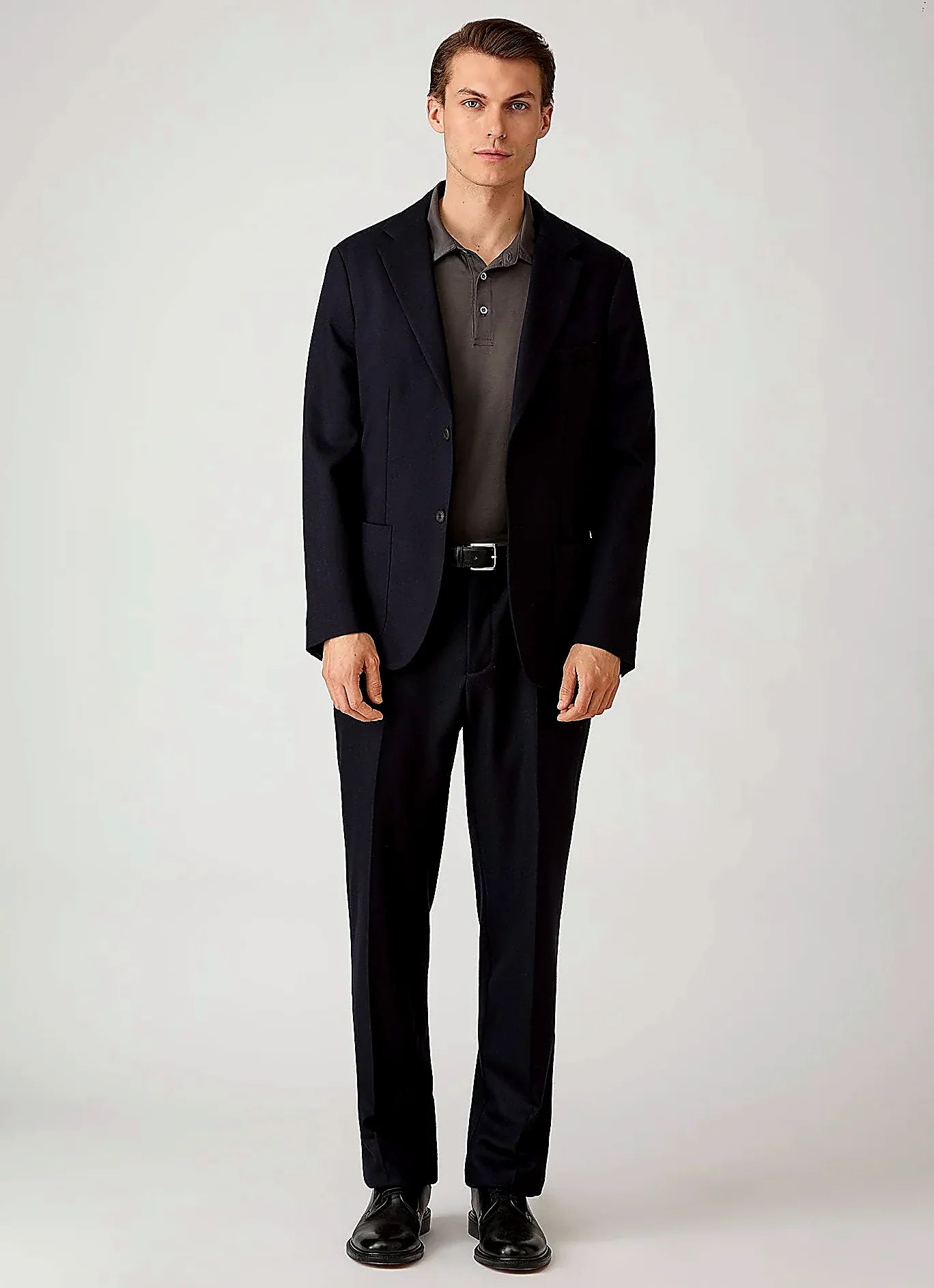 Anthracite jersey polo shirt in supima cotton, everyday wear