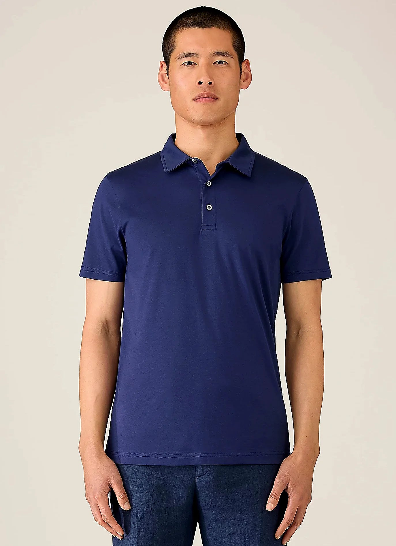 Ink Blue supima cotton jersey polo shirt for men