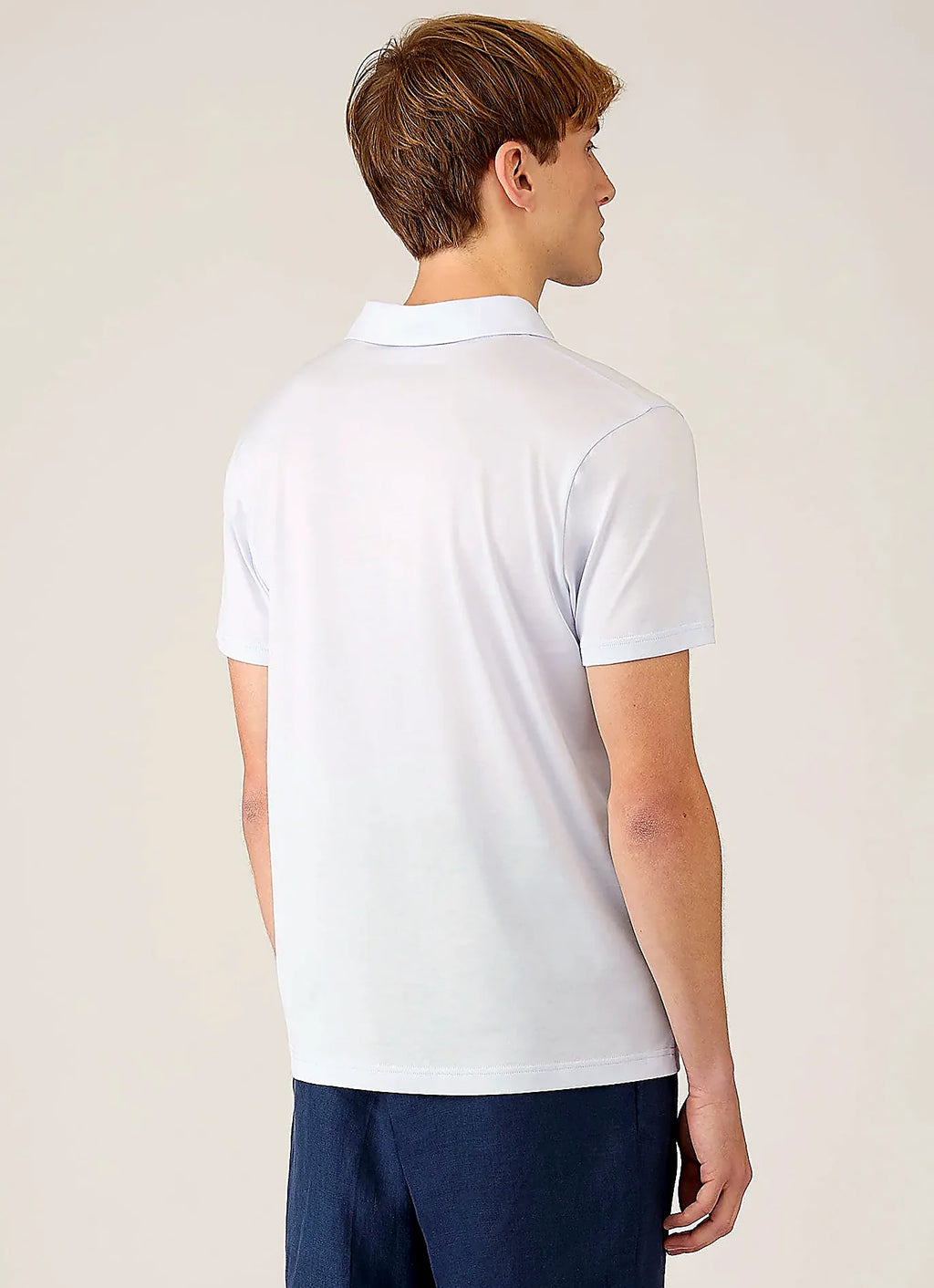Men's supima cotton jersey polo shirt in Light Blue