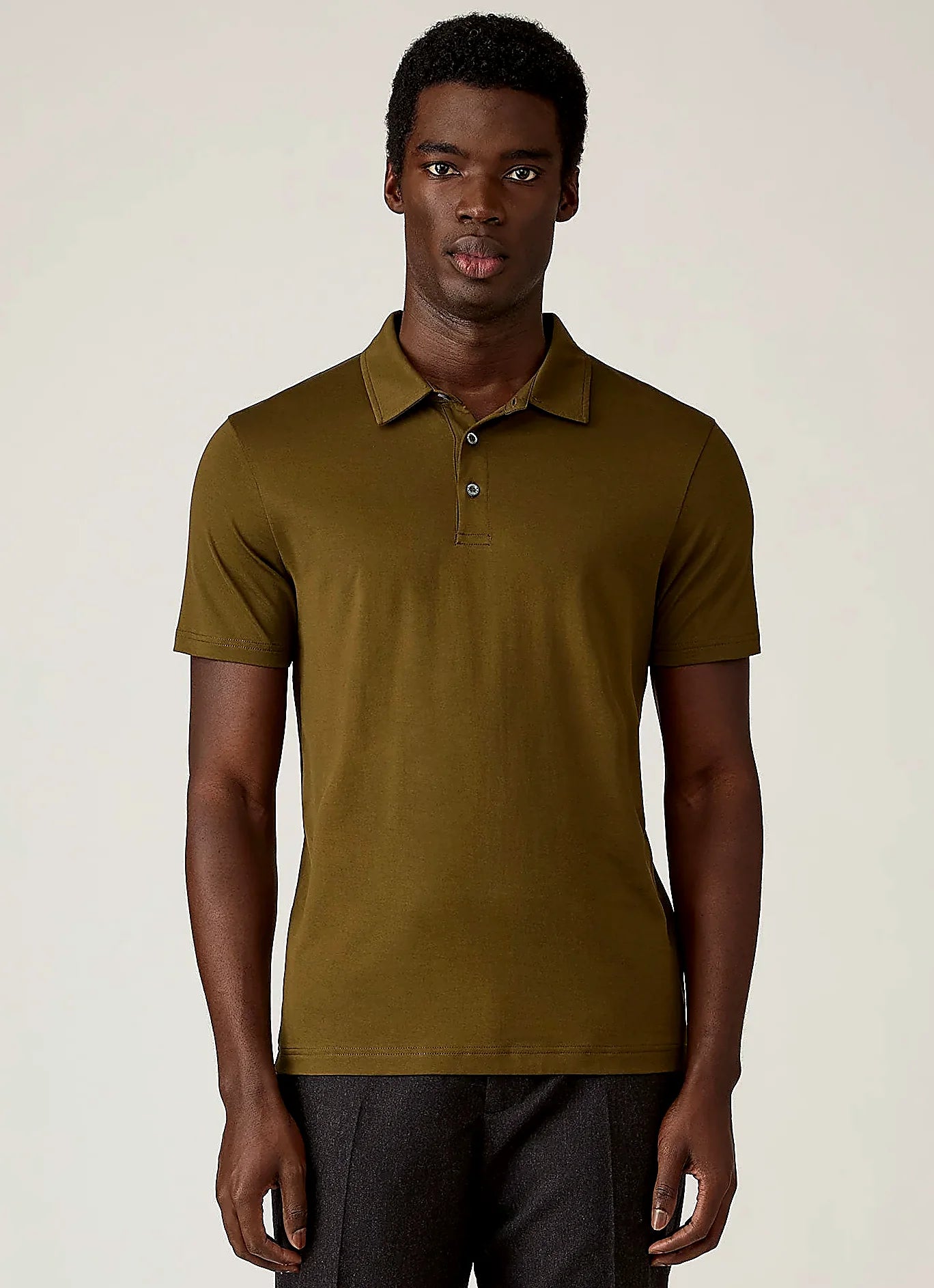 Loden Green supima cotton jersey polo shirt for men