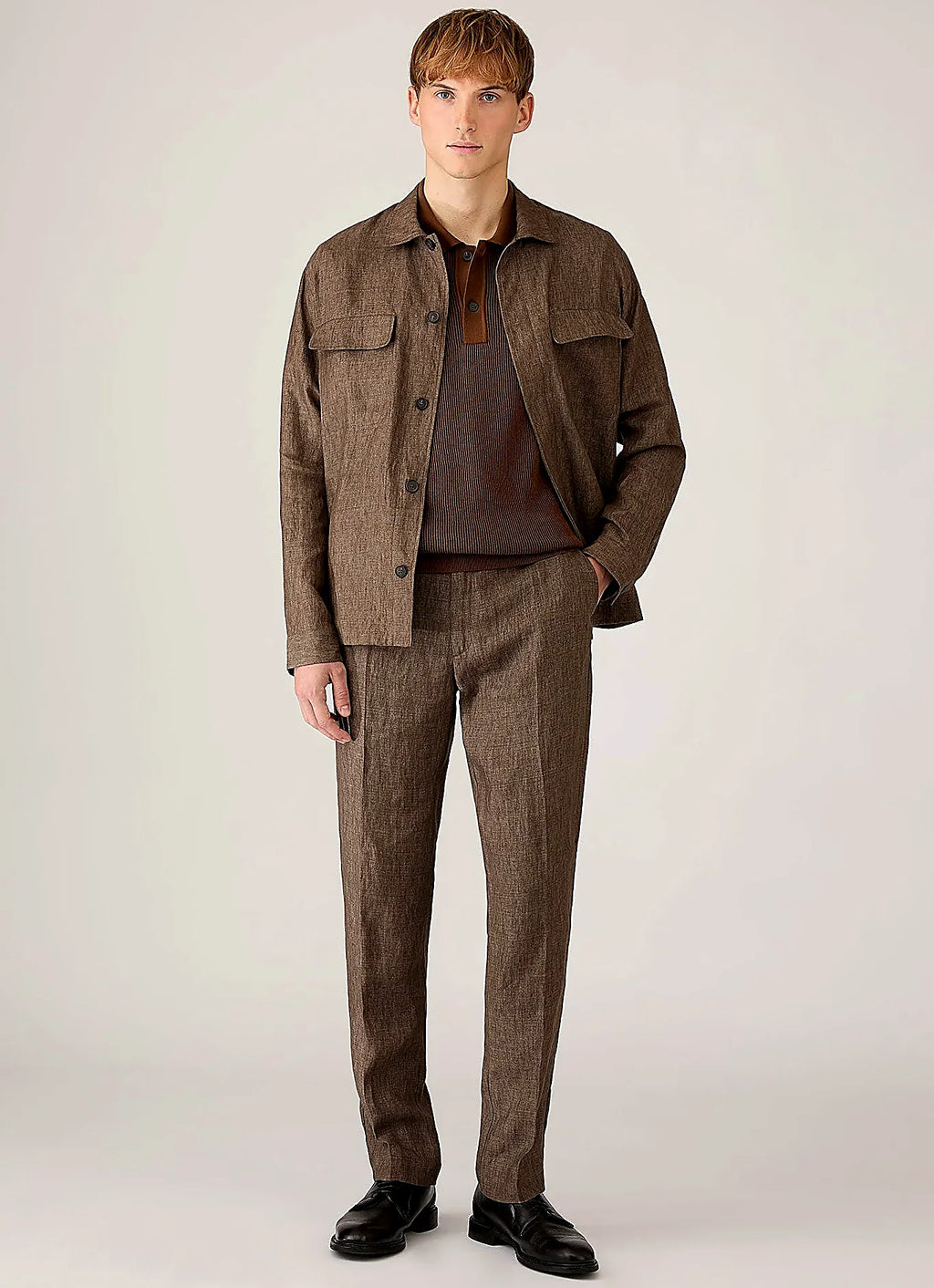 Bronze rib polo shirt in two-tone cotton rib, everyday wear