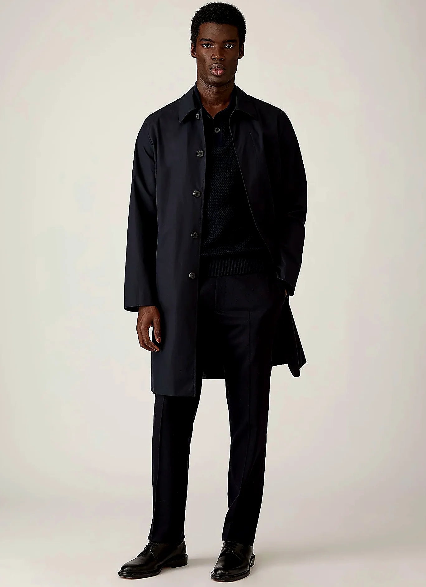 Navy polo shirt in basketweave cotton, everyday wear