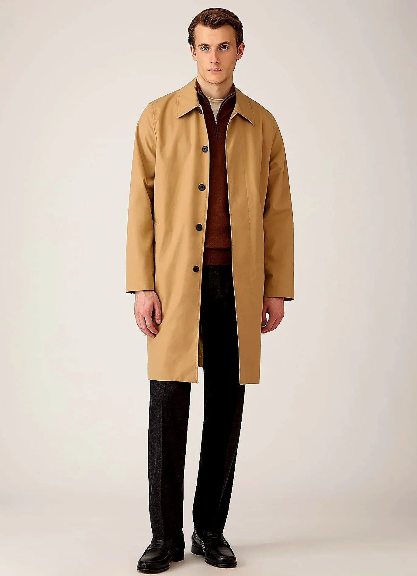 Chestnut half zip jumper in extra-fine merino, everyday wear