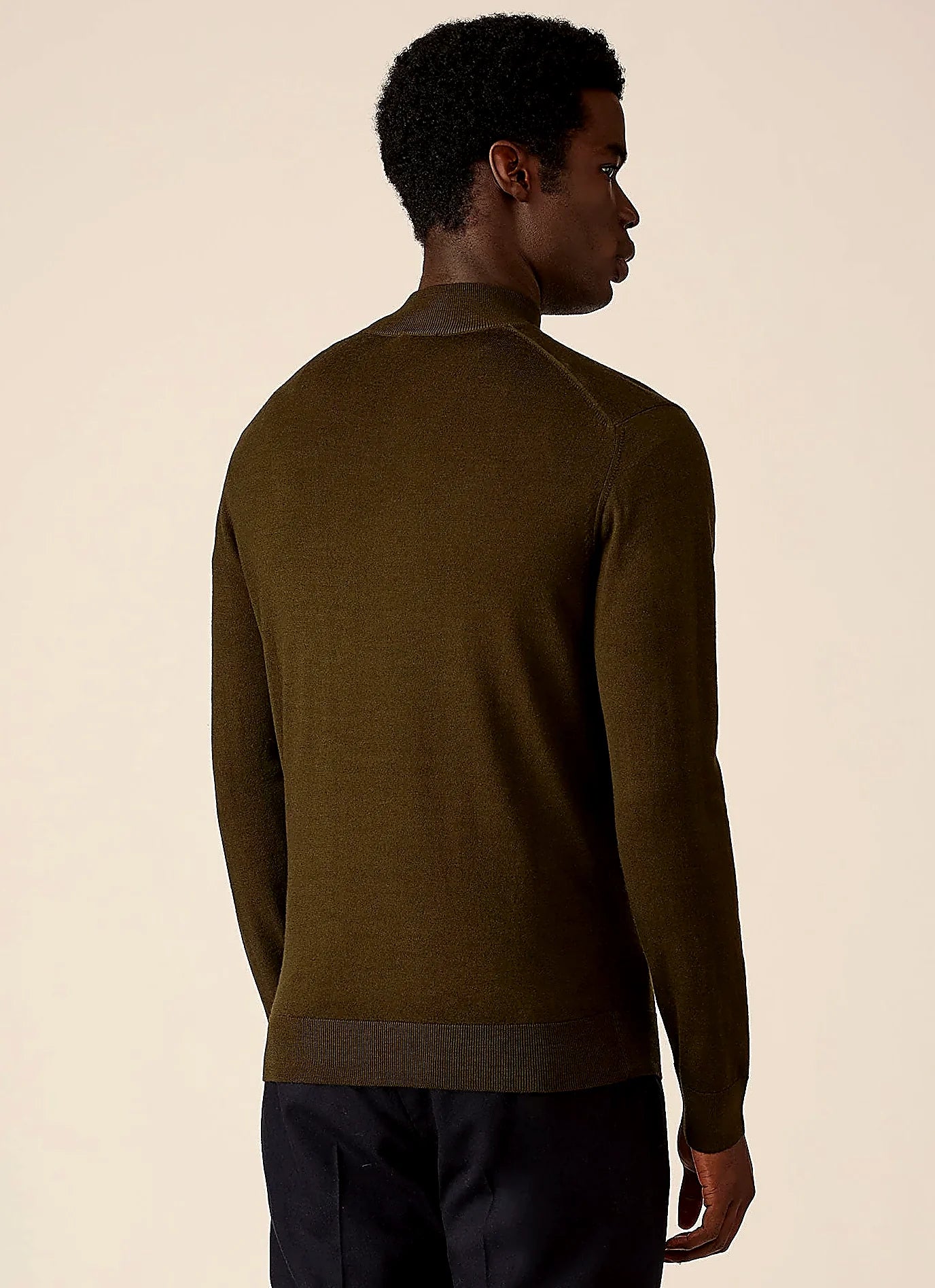 Men's merino half zip jumper in Loden Green
