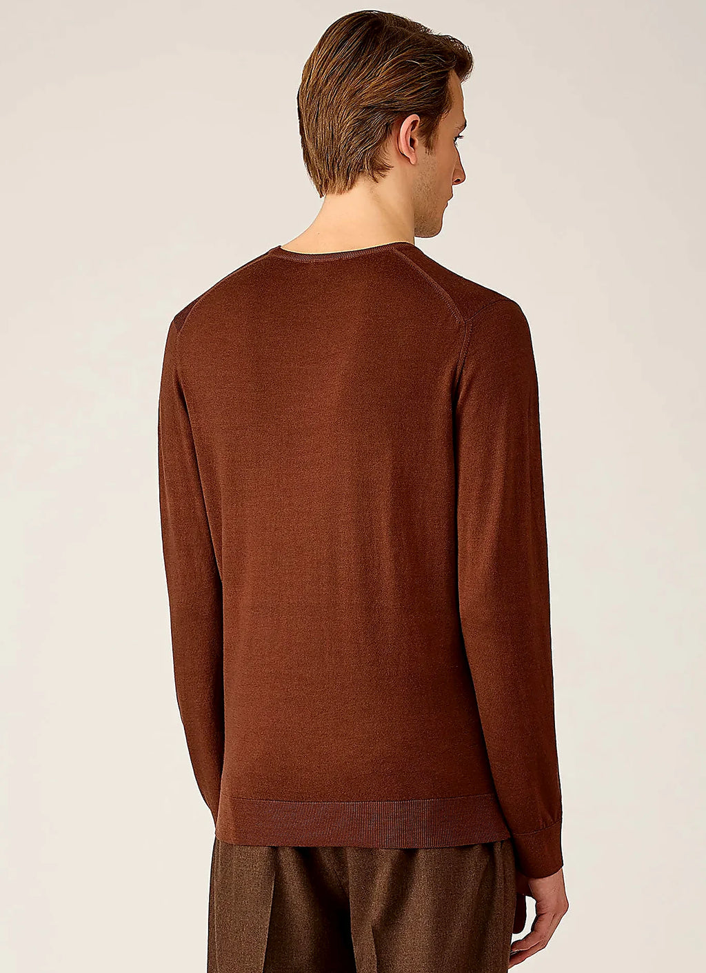 Men's merino crew neck jumper in Chestnut