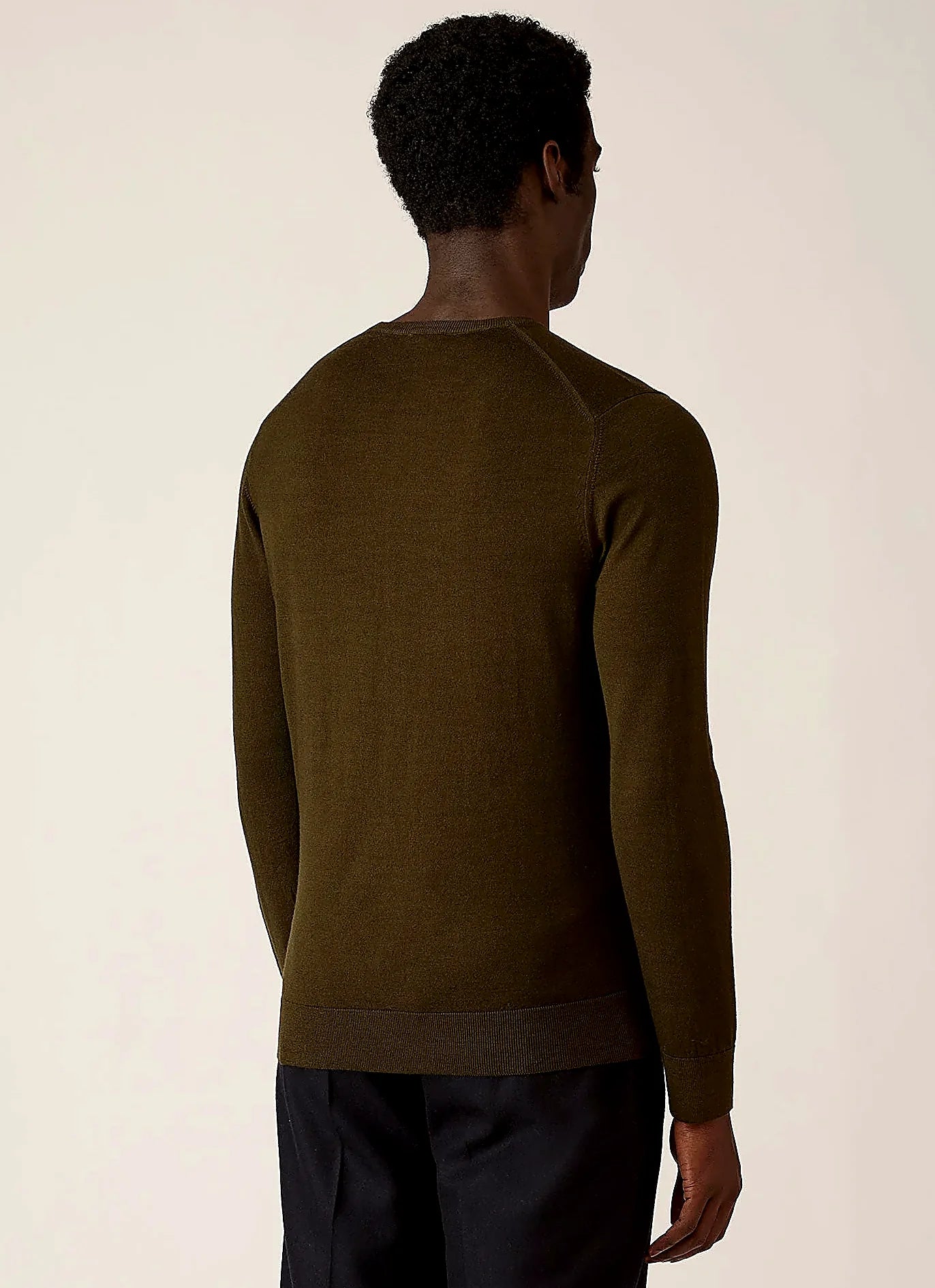Men's merino crew neck jumper in Loden Green