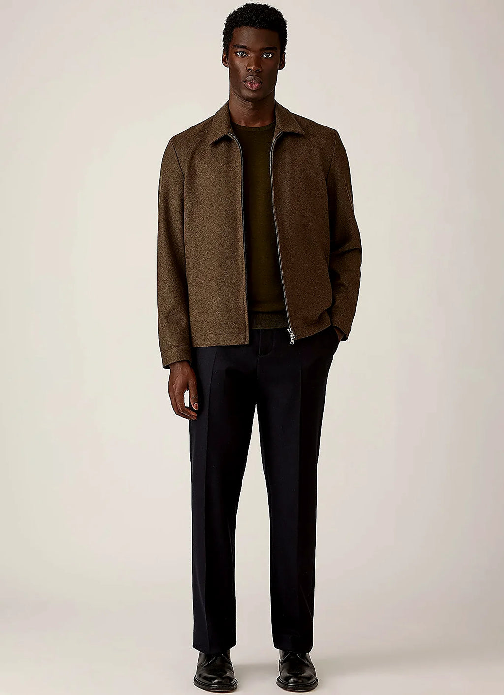 Loden Green crew neck jumper in merino, everyday wear