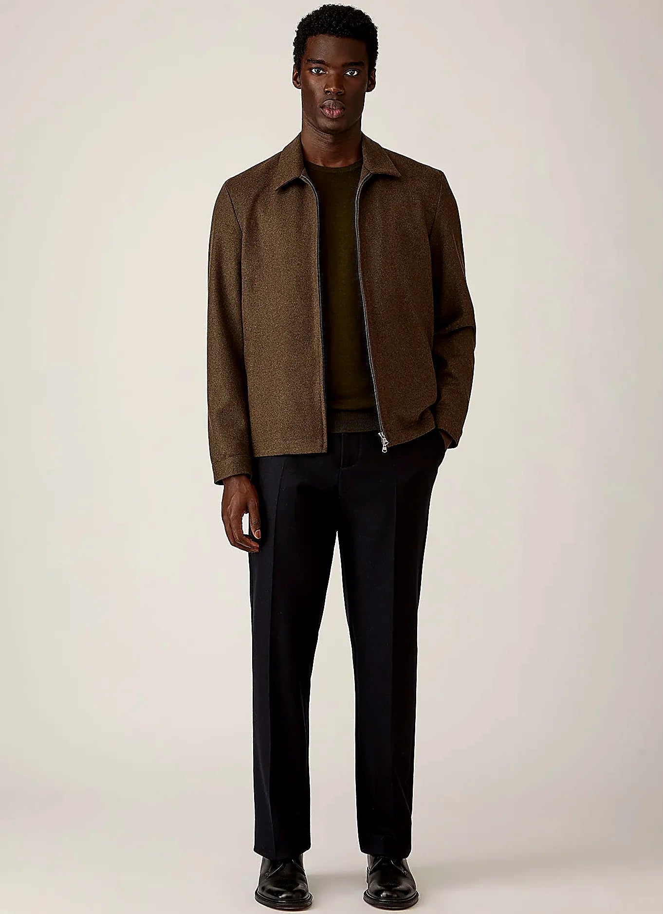 Loden Green crew neck jumper in merino, everyday wear