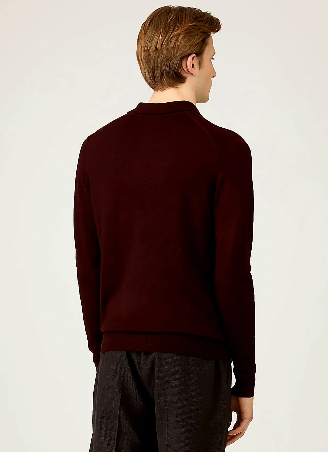 Men's merino knitted polo shirt in Bakelite