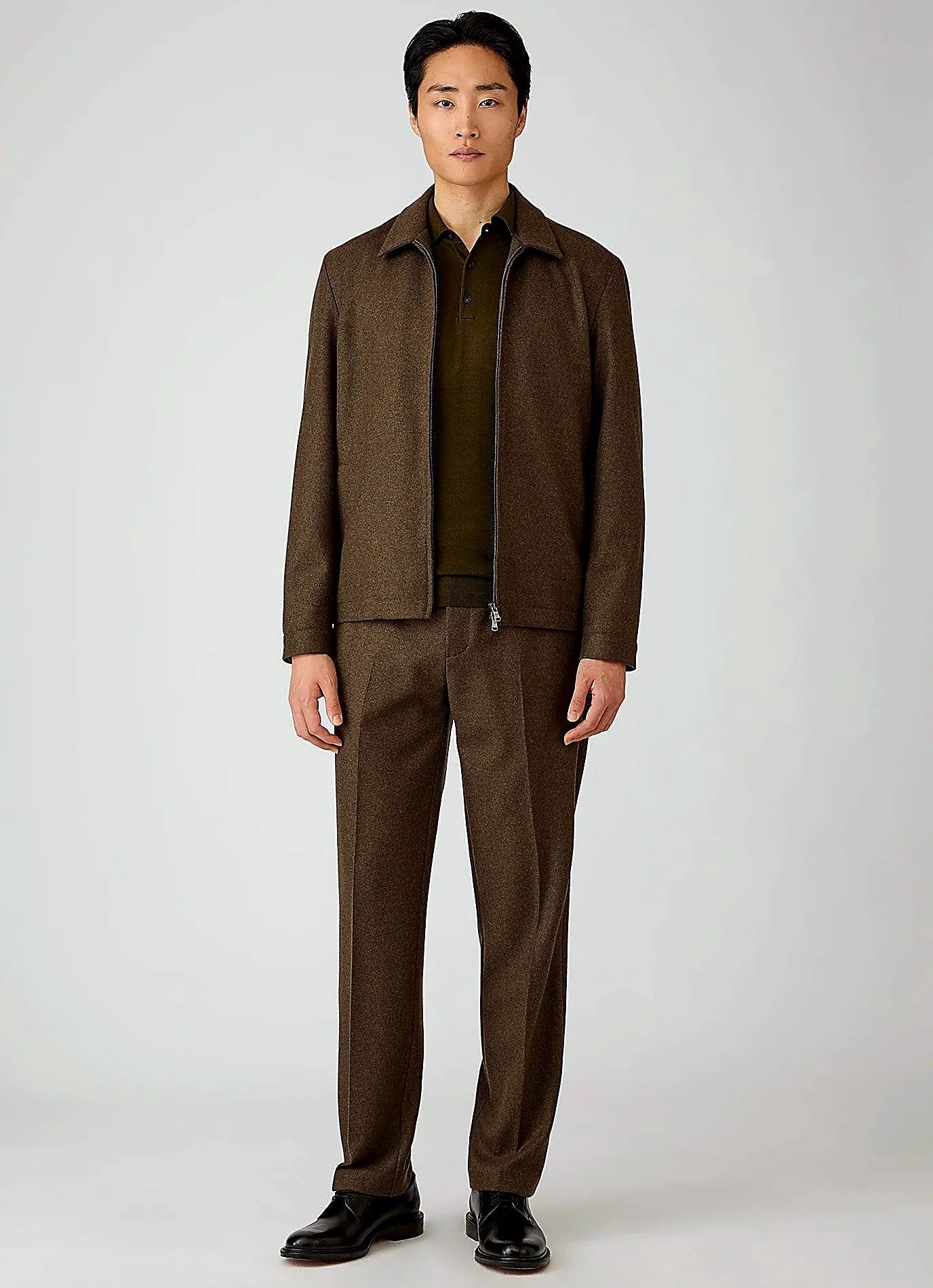 Loden Green knitted polo shirt in merino, everyday wear