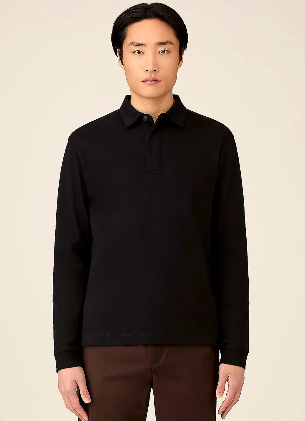 Black rugby polo shirt for men