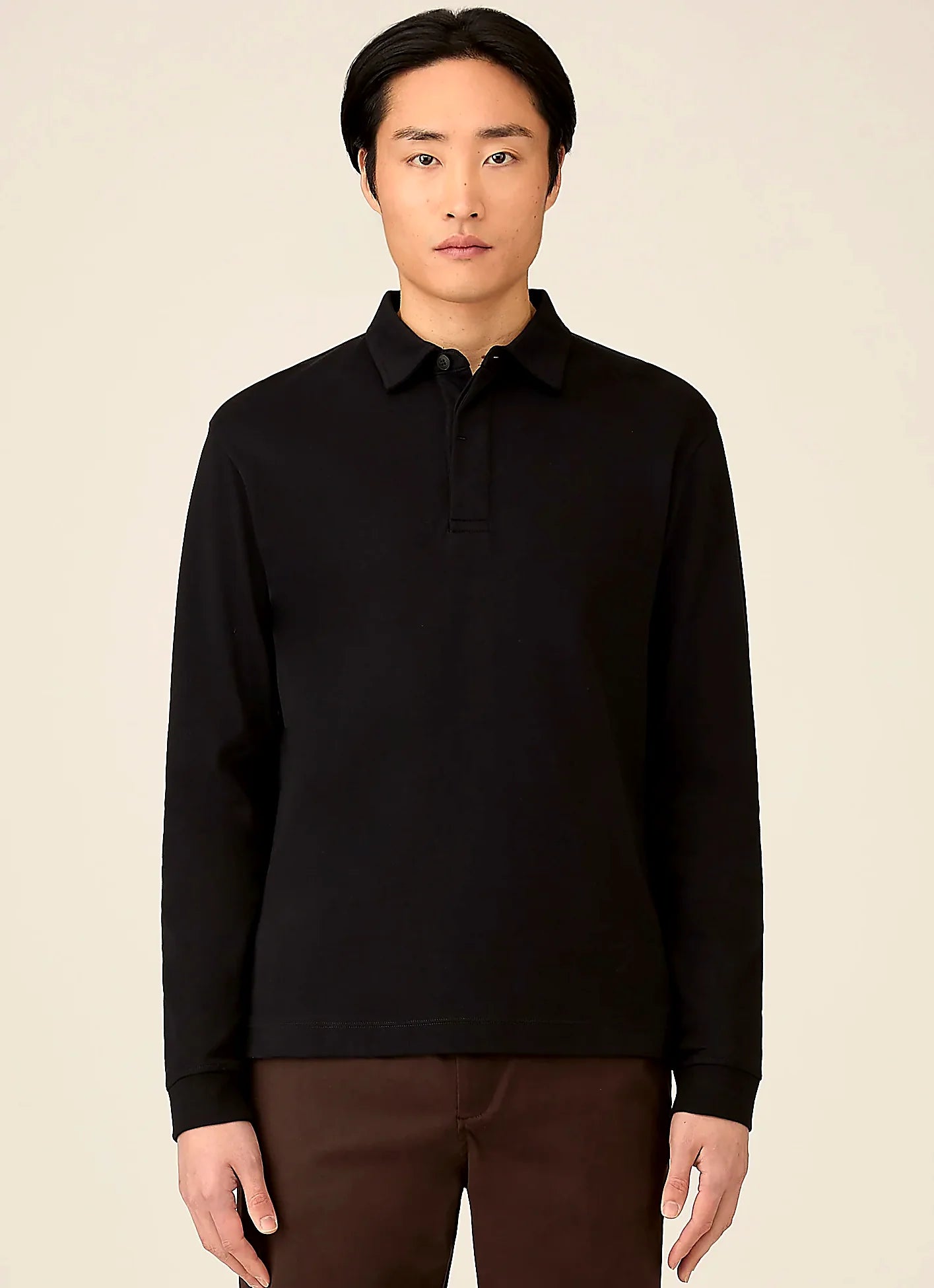 Black rugby polo shirt for men