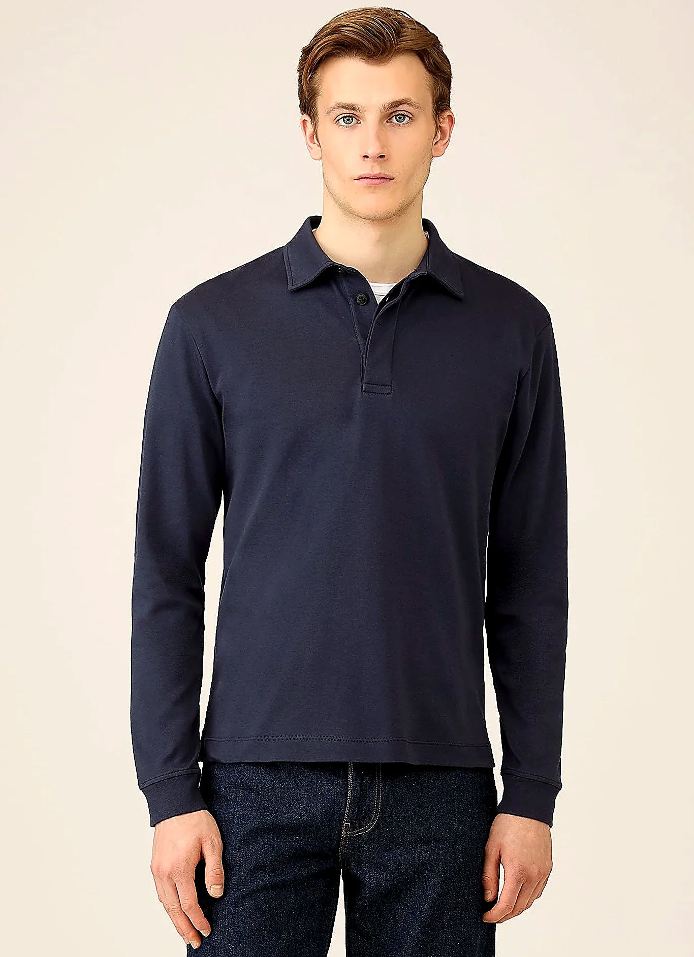 Navy rugby polo shirt for men