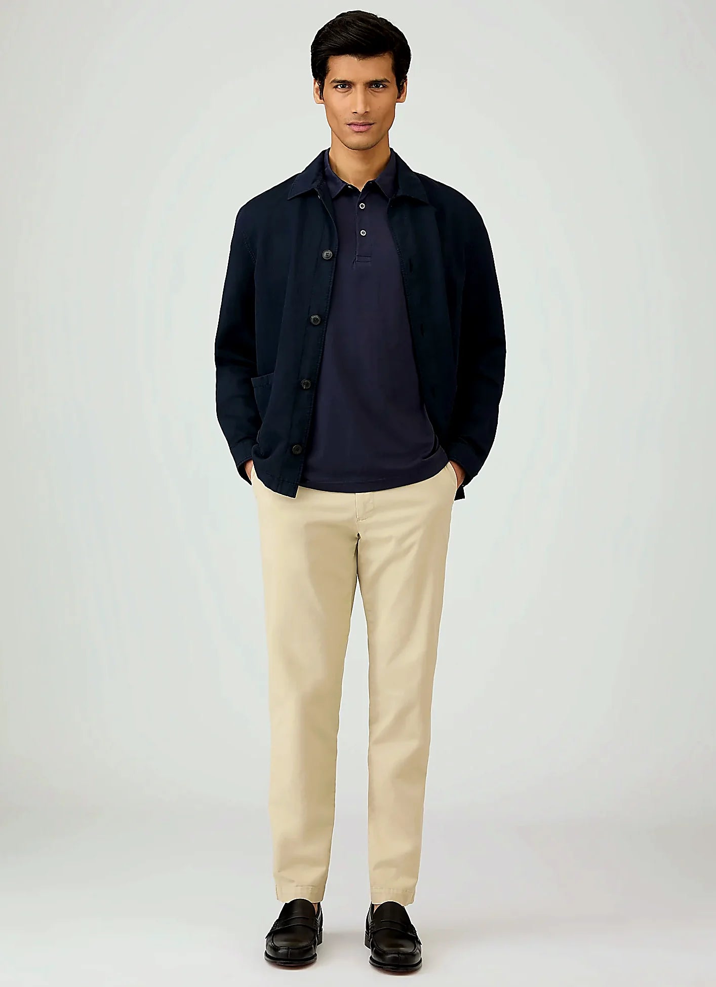 Navy jersey polo shirt in supima cotton, everyday wear