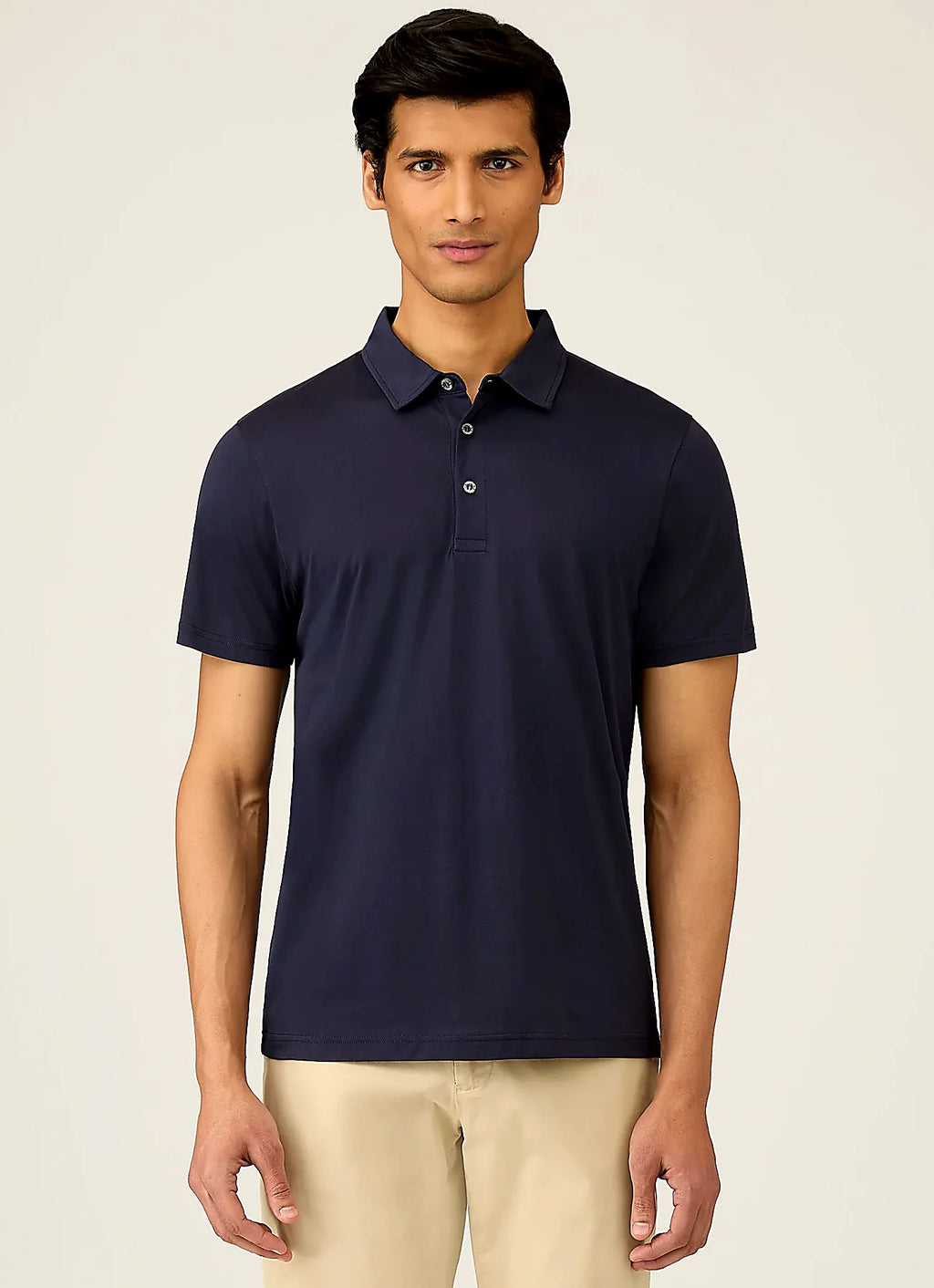 Navy supima cotton jersey polo shirt for men