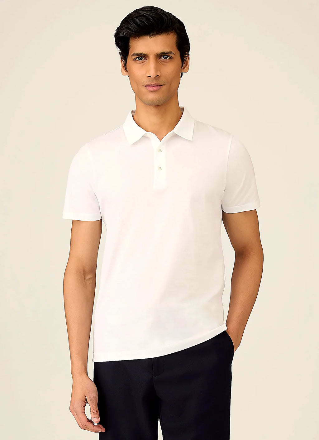 White supima cotton jersey polo shirt for men