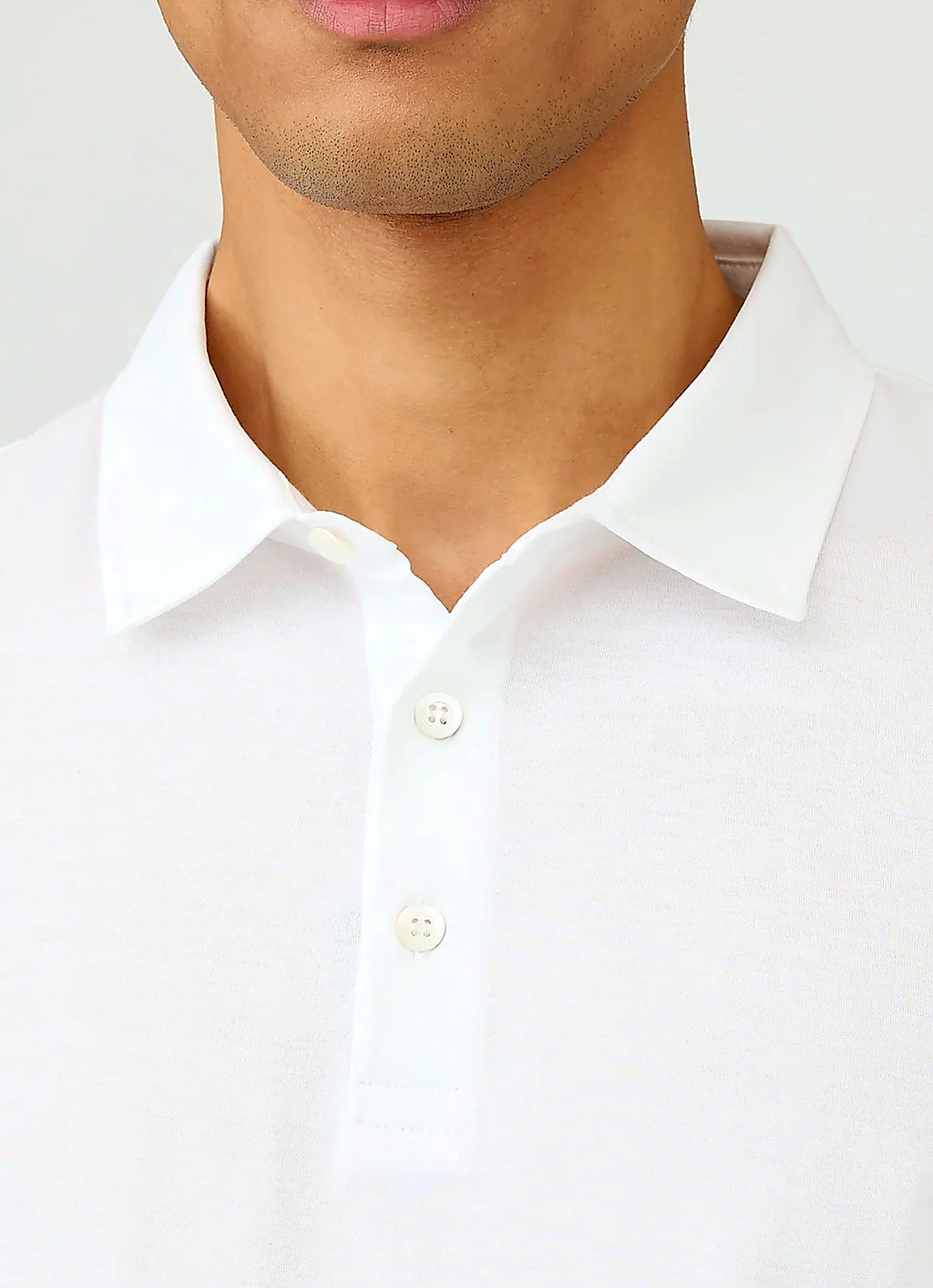 White jersey polo shirt for men, supima cotton