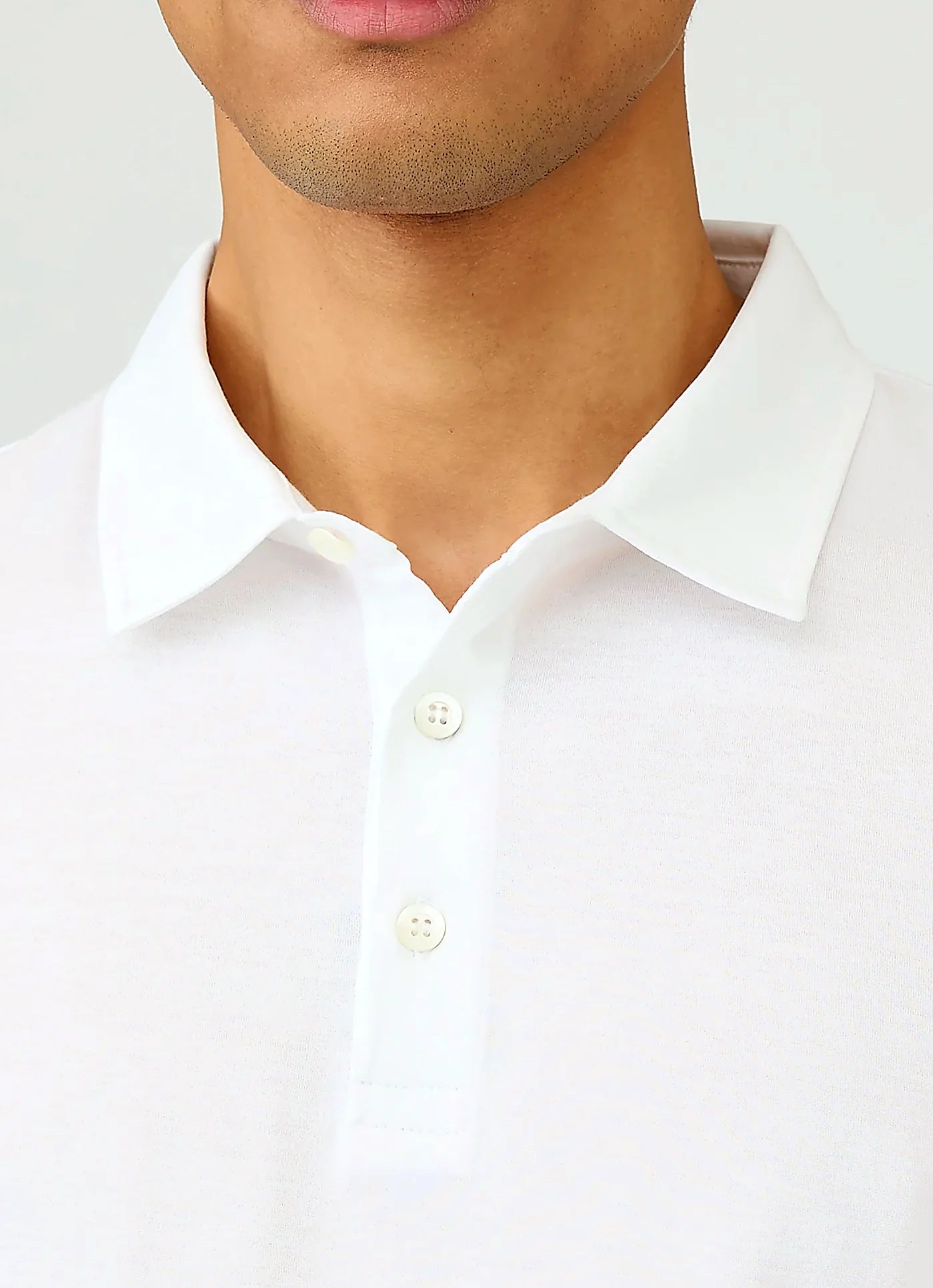 White jersey polo shirt for men, supima cotton