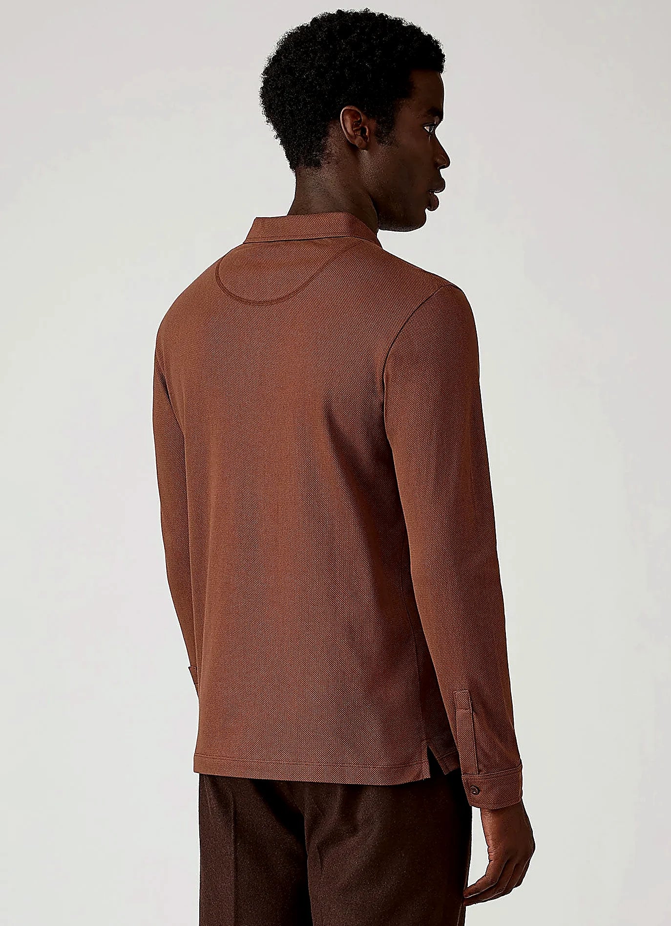 Men's mesh cotton polo shirt in Chestnut