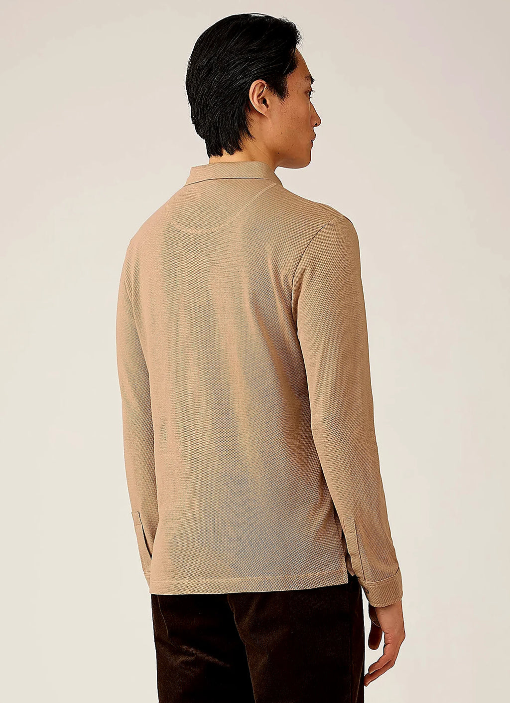 Men's mesh cotton polo shirt in Dark Beige