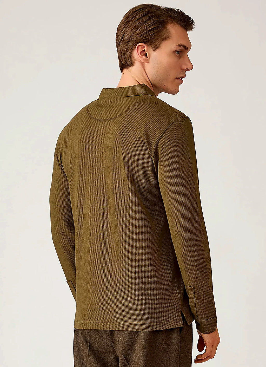 Men's mesh cotton polo shirt in Loden Green