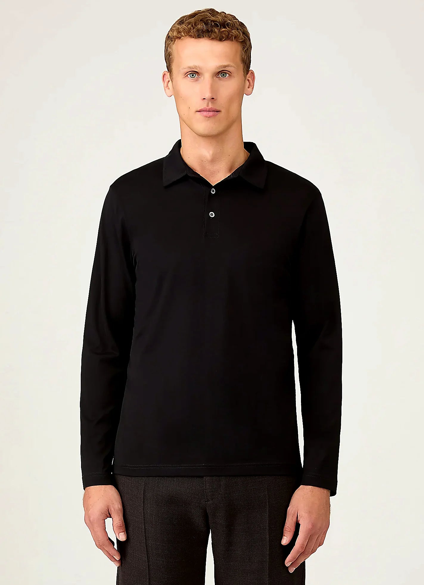Black jersey jersey polo shirt for men