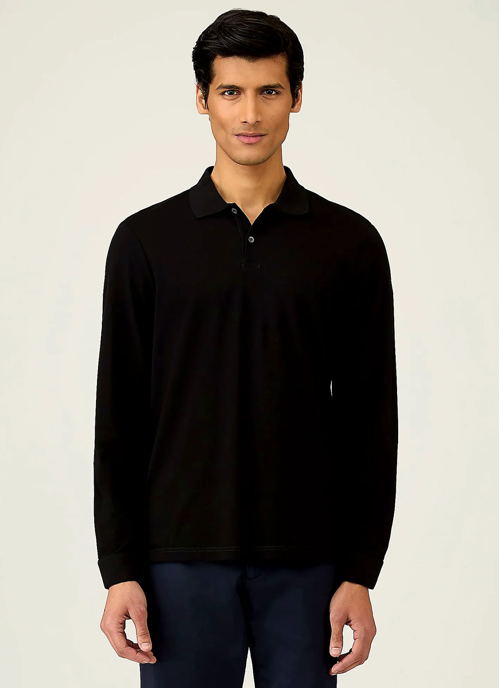 Black supima cotton polo shirt for men