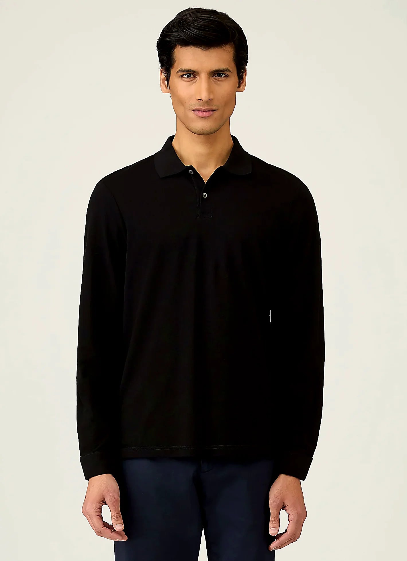 Black supima cotton polo shirt for men