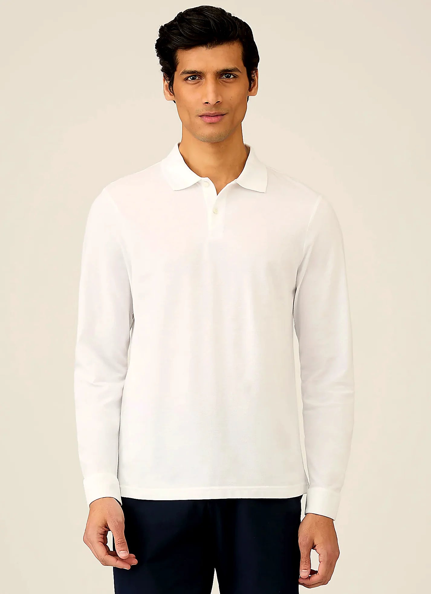 White supima cotton polo shirt for men