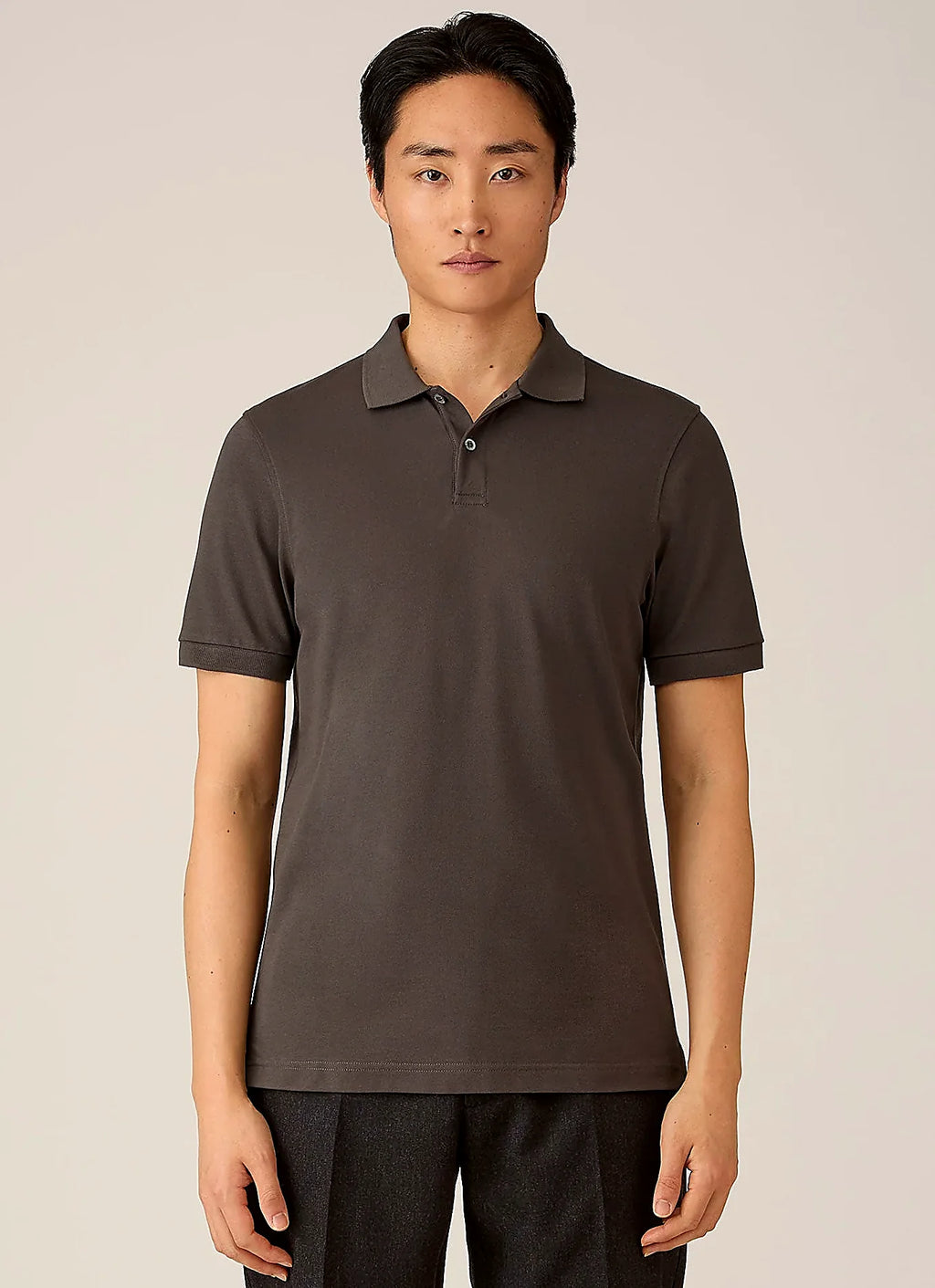 Anthracite cotton polo shirt for men