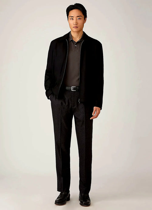 Anthracite polo shirt in cotton, slim fit