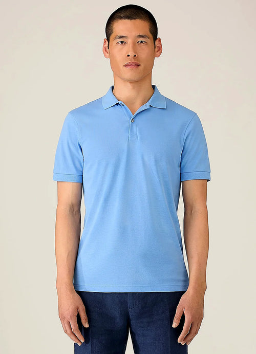 Azure Blue supima cotton polo shirt for men
