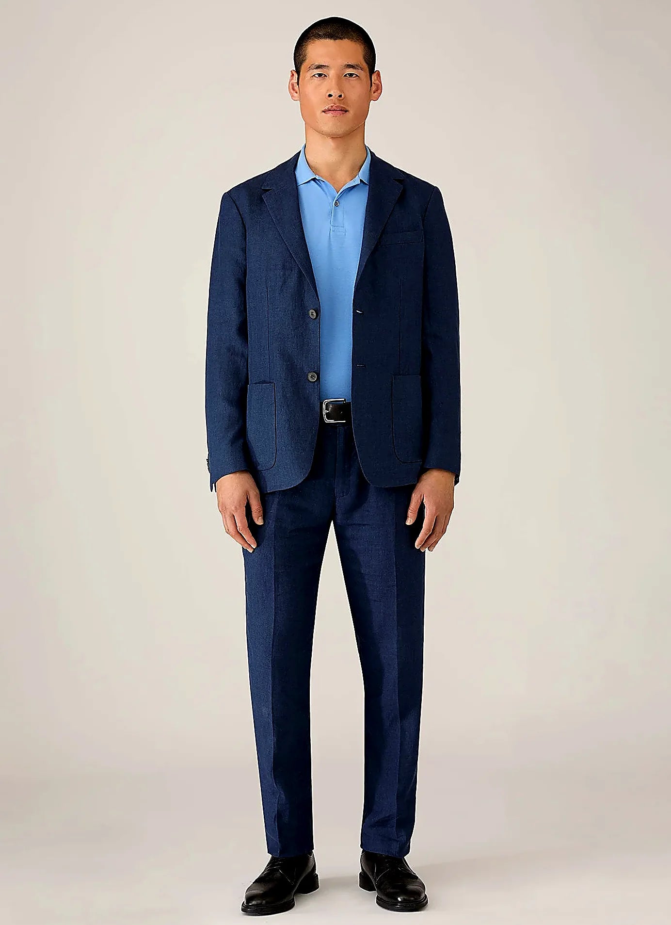 Azure Blue polo shirt in supima cotton, slim fit
